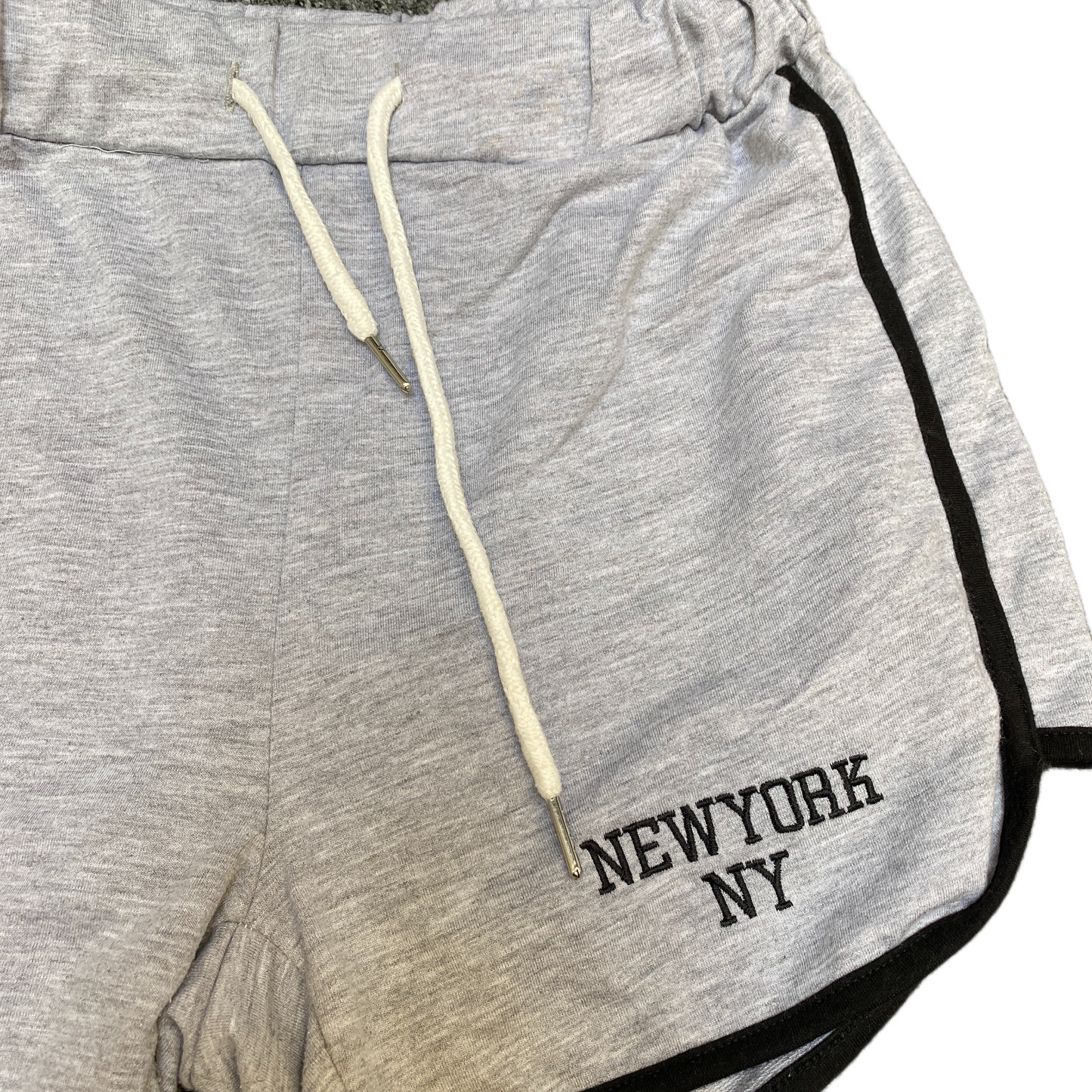 Running Sprinter Shorts Womens S 24" Waist Grey Athletic Gym Workout Dolphin Hem