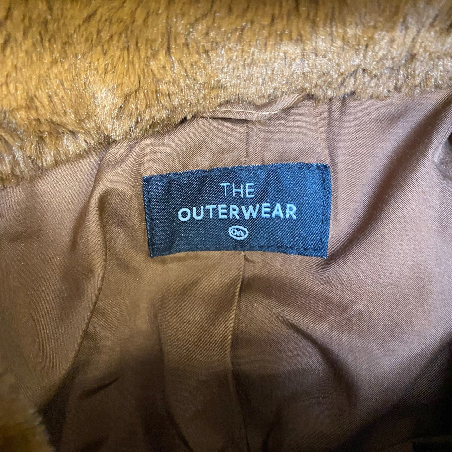 The Outerwear Faux Fur Hooded Coat Womens Large Brown Plush Soft Long Sleeve