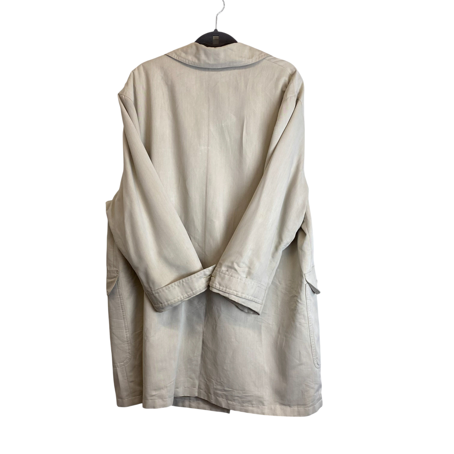 Trench Coat Womens XL Cream Pockets Long Sleeve Collared Golden Buttons Outdoor