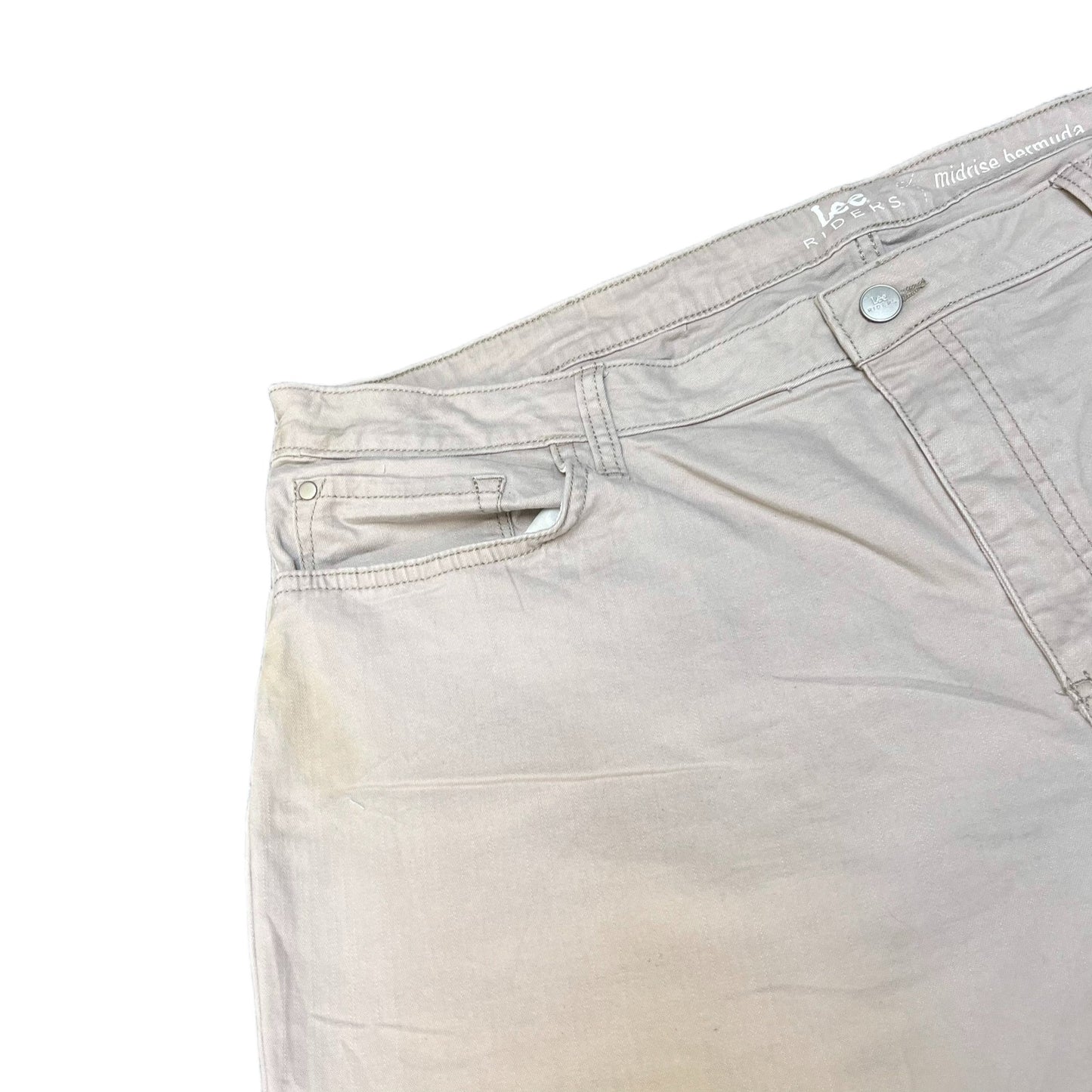 Lee Riders Bermuda Shorts Fits as Womens 2XL 42" Waist Beige Denim Mid Rise