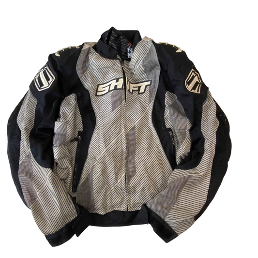 Shift Motorcycle Jacket Mens Medium White Black Lightweight Removable Protector