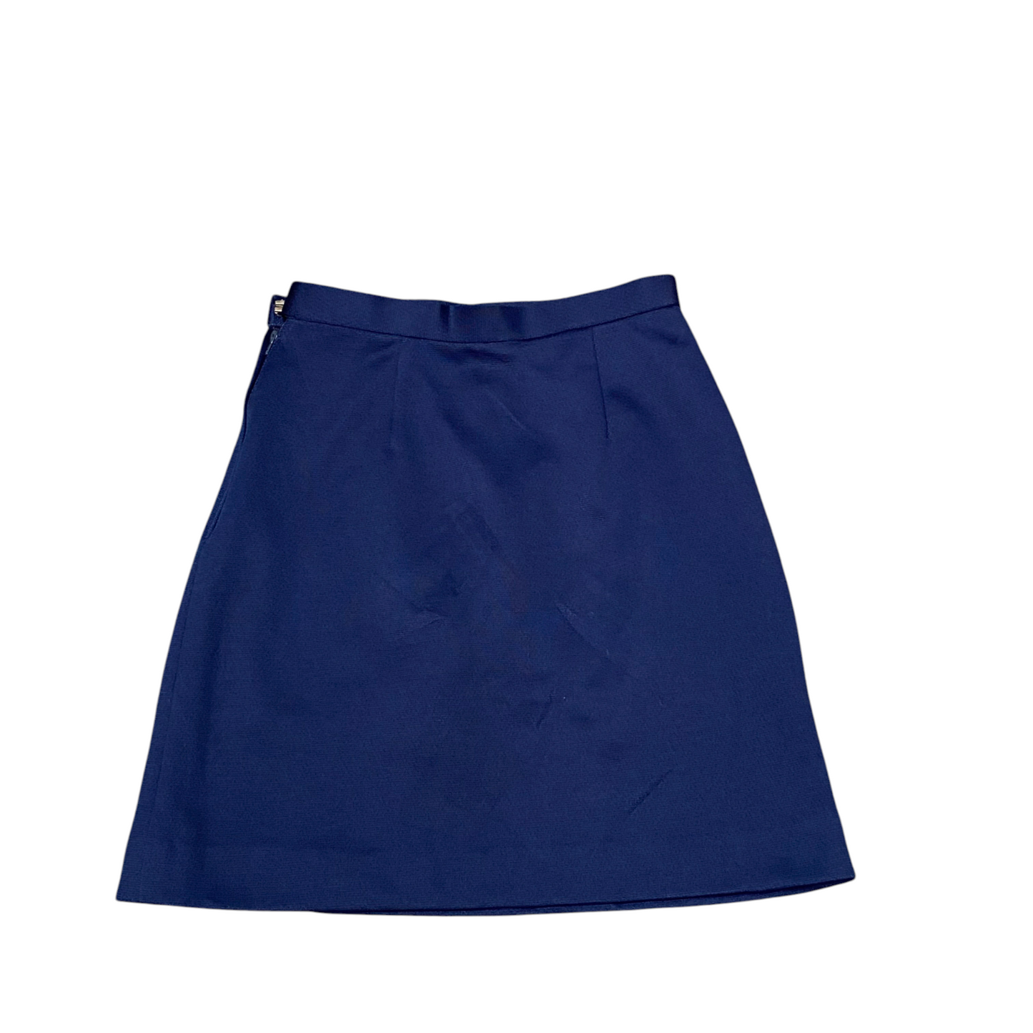 Perfect Lady A Line Skirt Womens M Navy Lined Back Slit High Waist Side Zipper