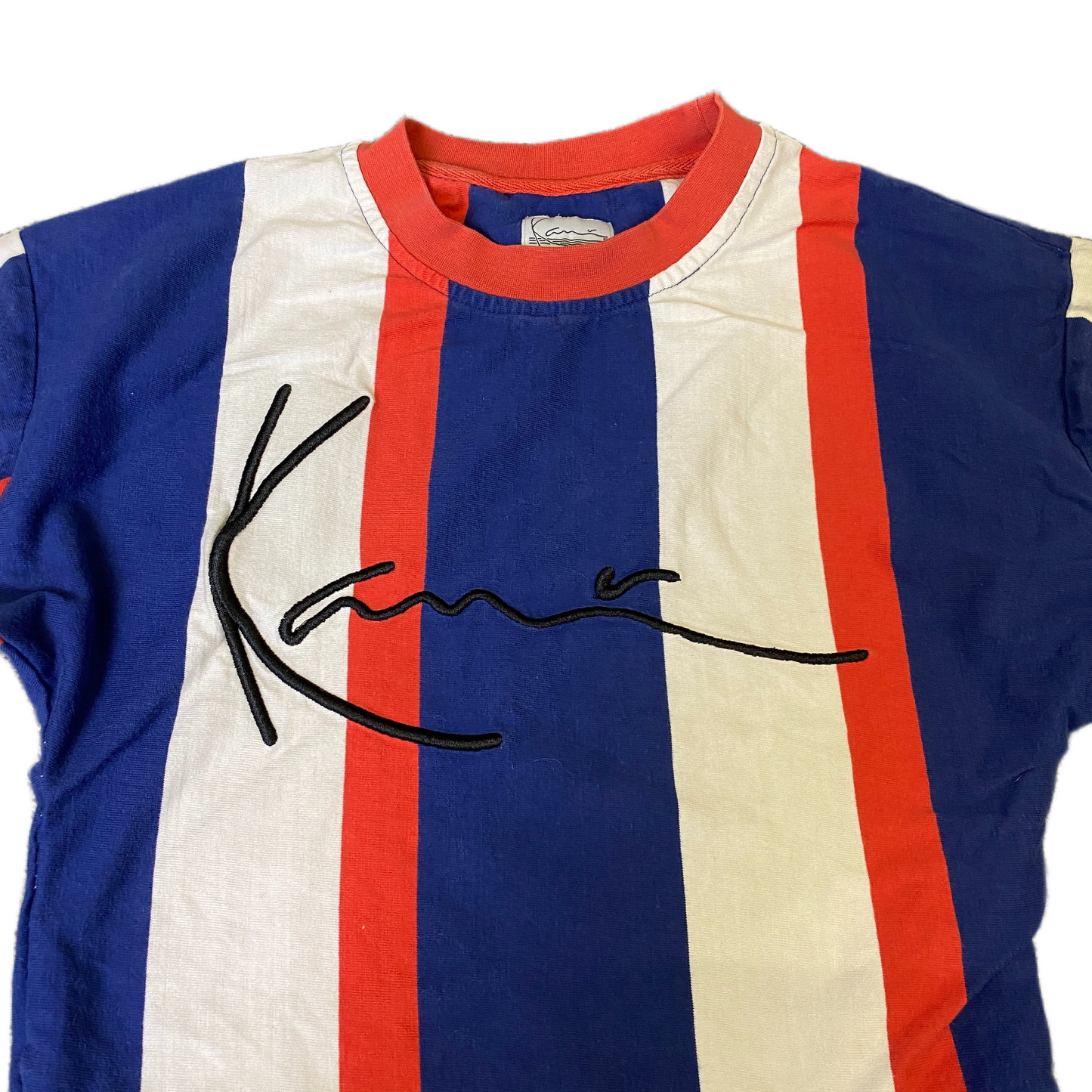 Karl Kani Crop Top Girls XS Multi Colorblock Short Sleeve Crew Neck Summer Tee