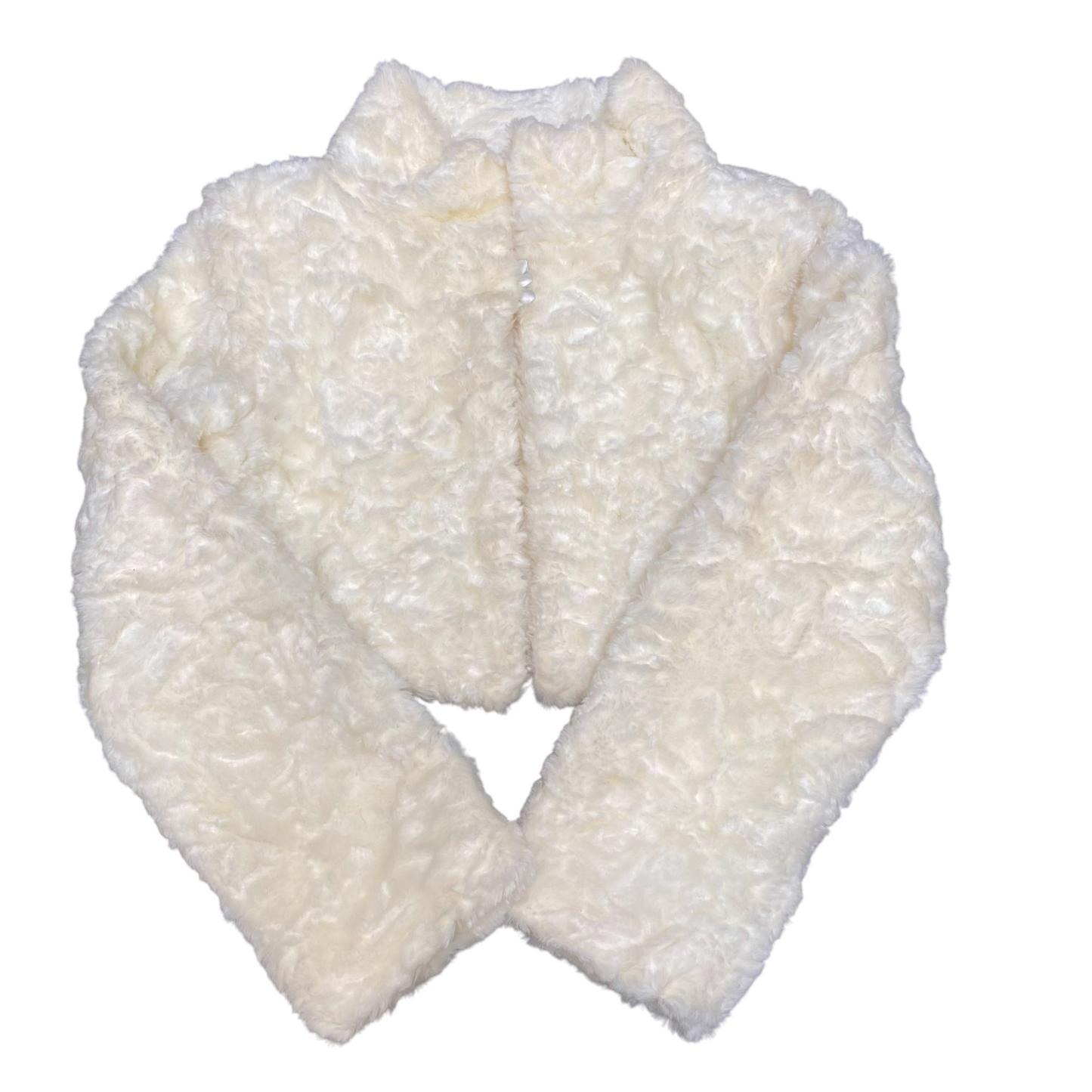 Bianco Evento Faux Fur Cropped Jacket Womens Medium White Long Sleeve Ultra-Soft