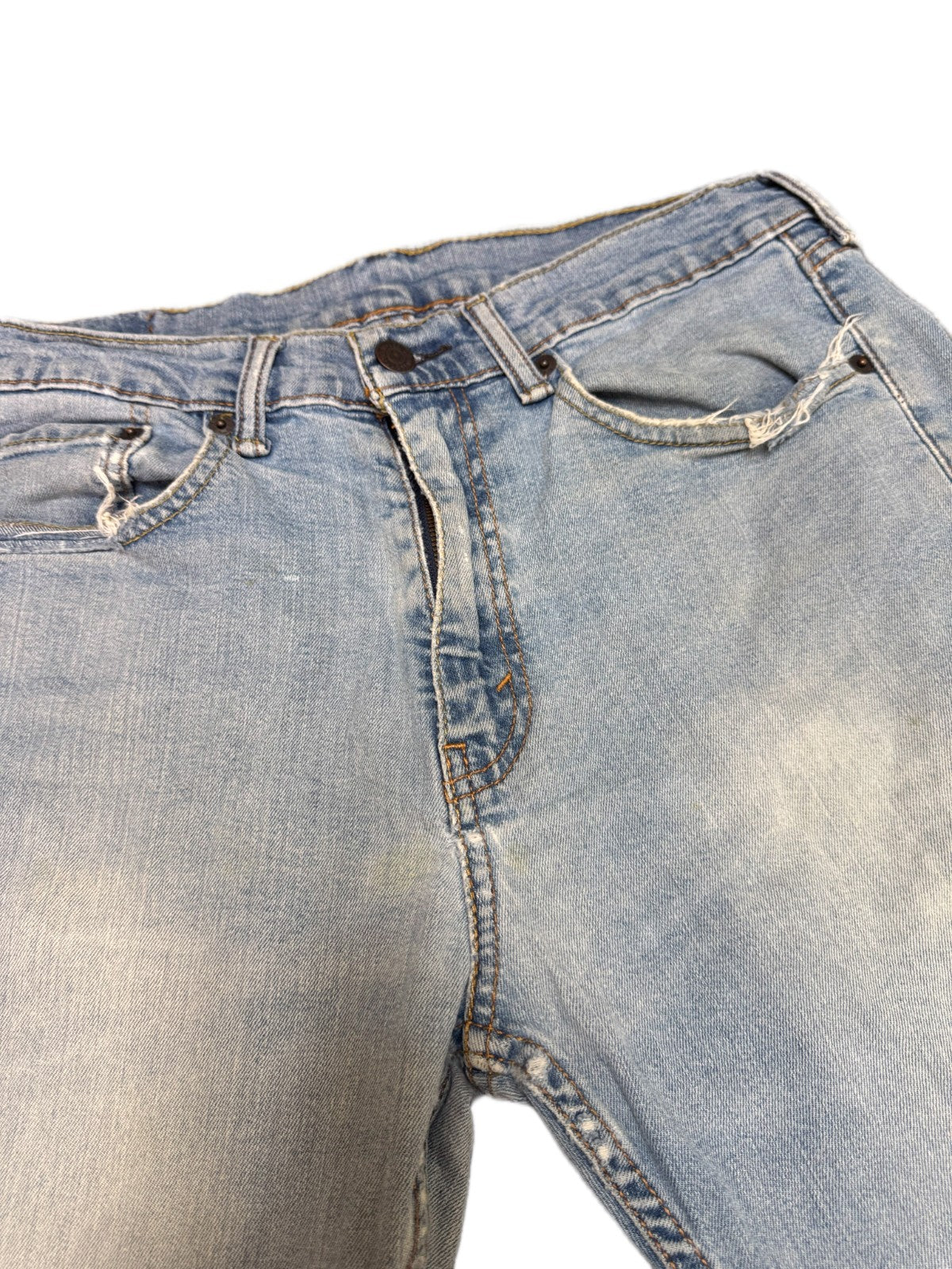 Levi's 550 Jean Shorts Fits as Mens M 32" Waist Blue Denim Light Wash Red Tab