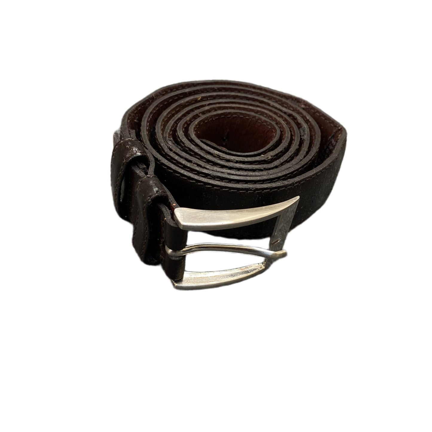 C&A Waist Belt Mens Dark Brown Leather Adjustable Silver Pin Buckle 42.5 inches