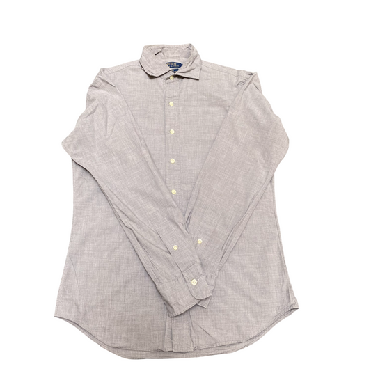 Ralph Lauren Shirt Mens Small Grey Slim Fit Cotton Stretch Long Sleeve Button Up