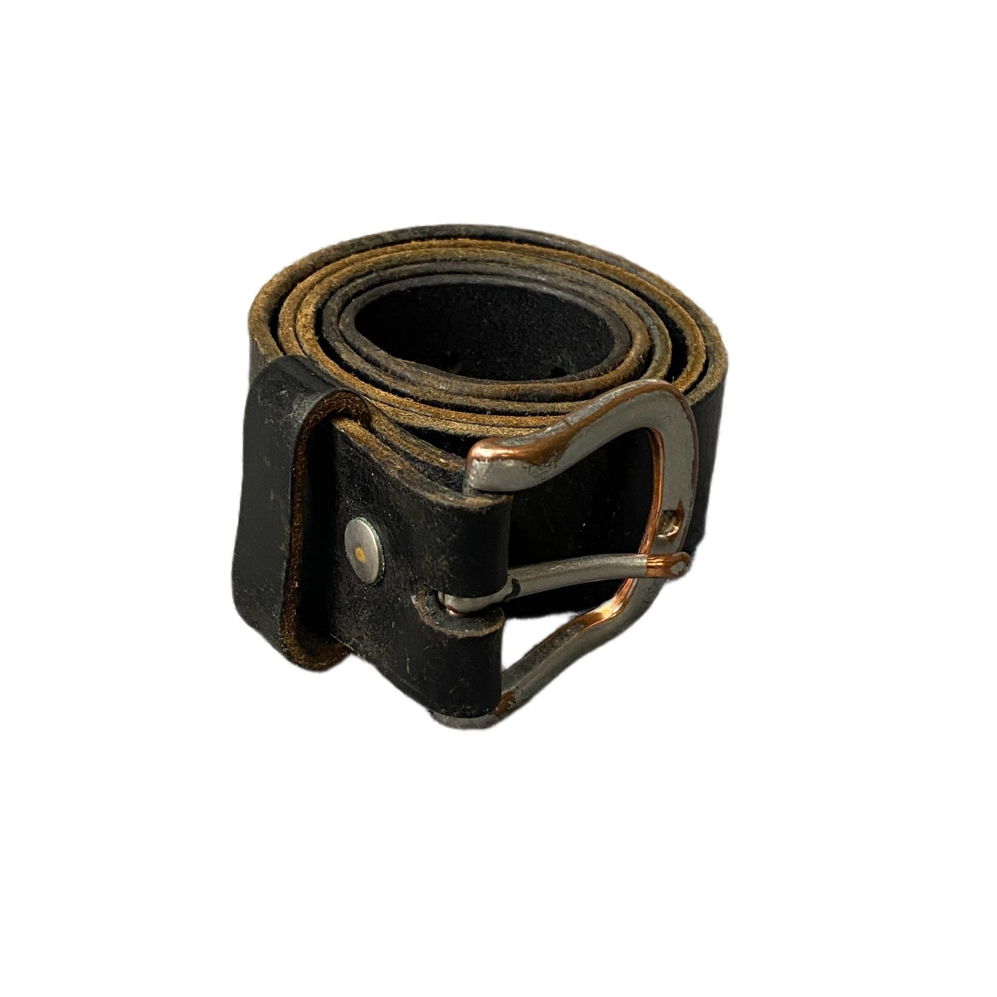 Bison Waist Belt Mens Black Rugged Leather Adjustable Brass Buckle 42.5 Inches
