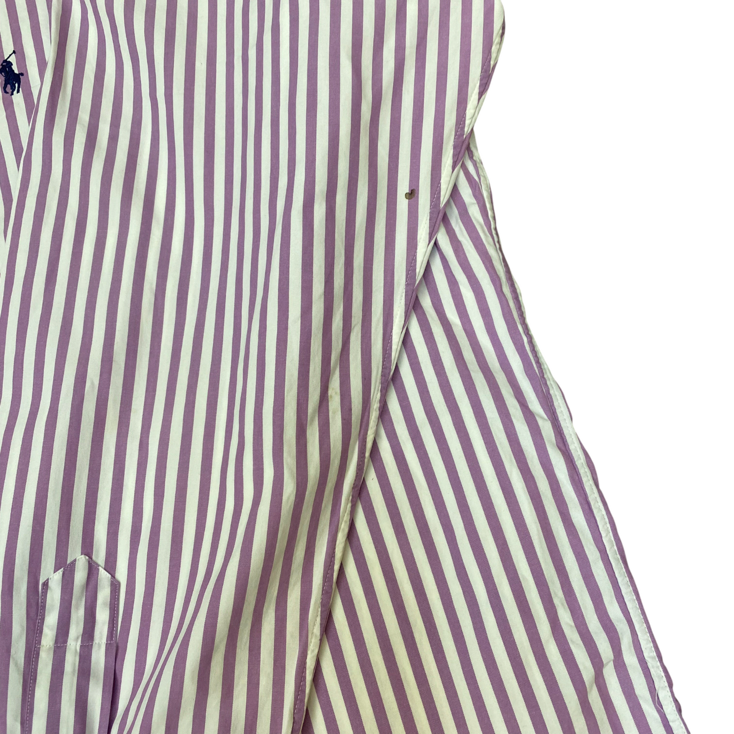Ralph Lauren Golf Shirt Mens L Purple White Striped Tilden Long Sleeve Button Up