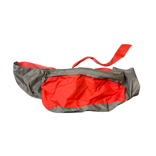 Unisex Outdoor Fanny Pack Bum Bag Red Grey 2 Zipper Compartment Adjustable Belt