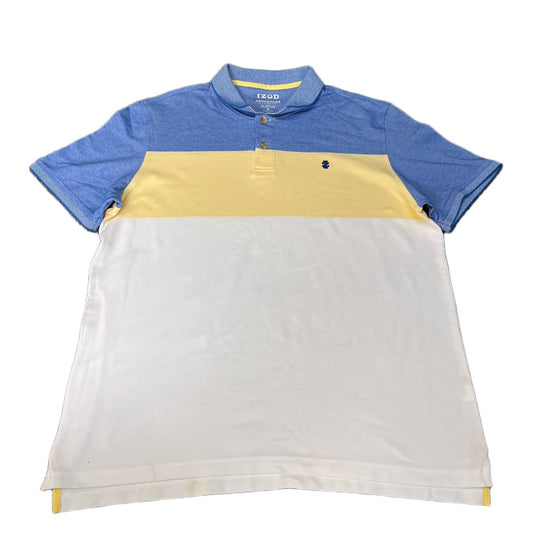 IZOD Polo Shirt Mens XL Multi Colorblock Advantage Performance Side Slit Popover