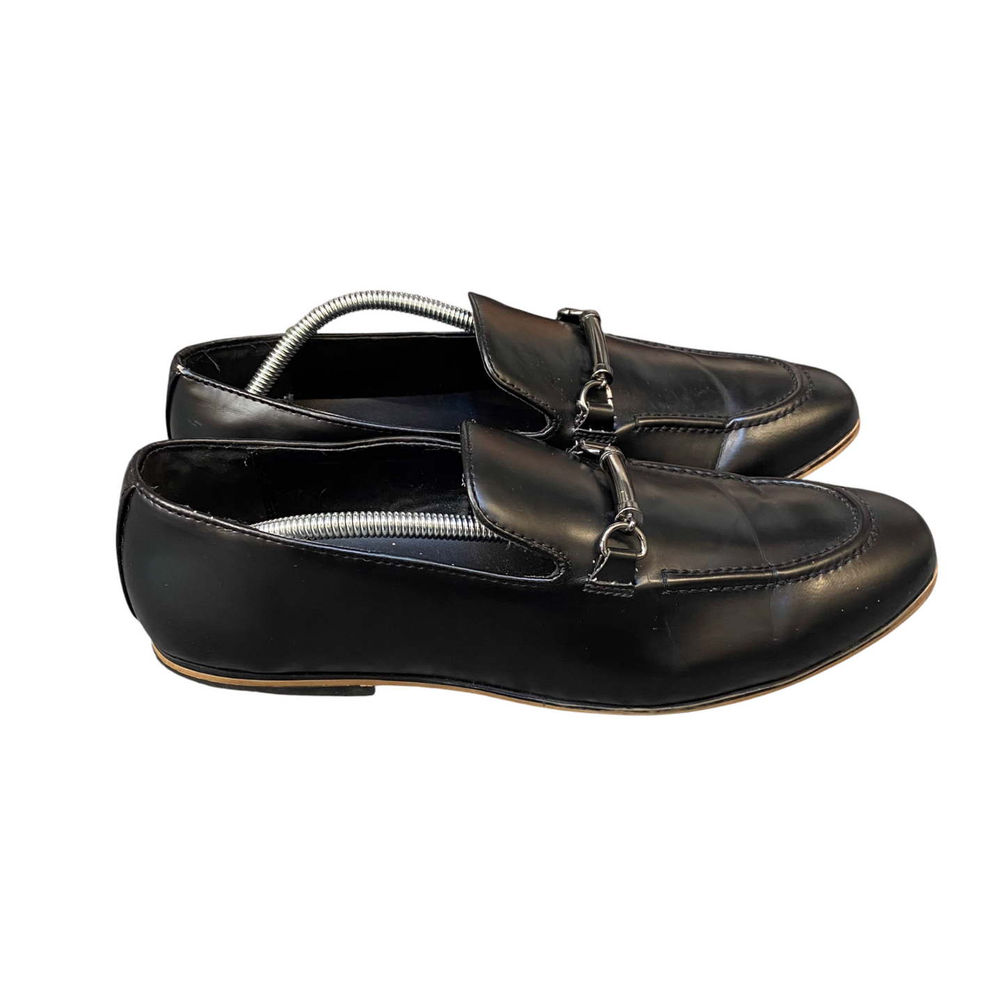 ASOS Horsebit Loafers Mens UK Size 9 Black Faux Patent Leather Formal Slip On
