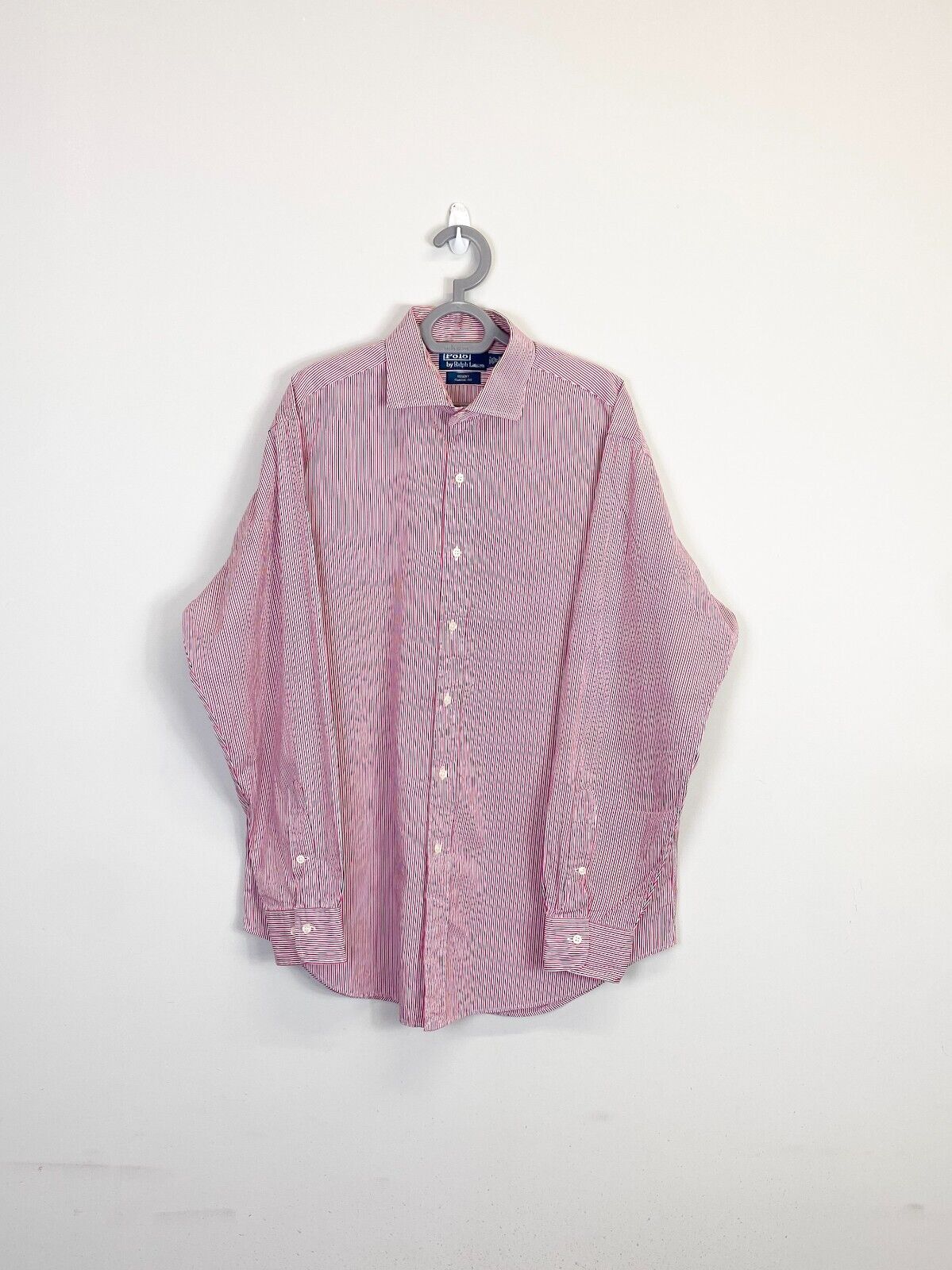 Ralph Lauren Dress Shirt Mens 2XL Pink Striped Regent Classic Fit Button Down