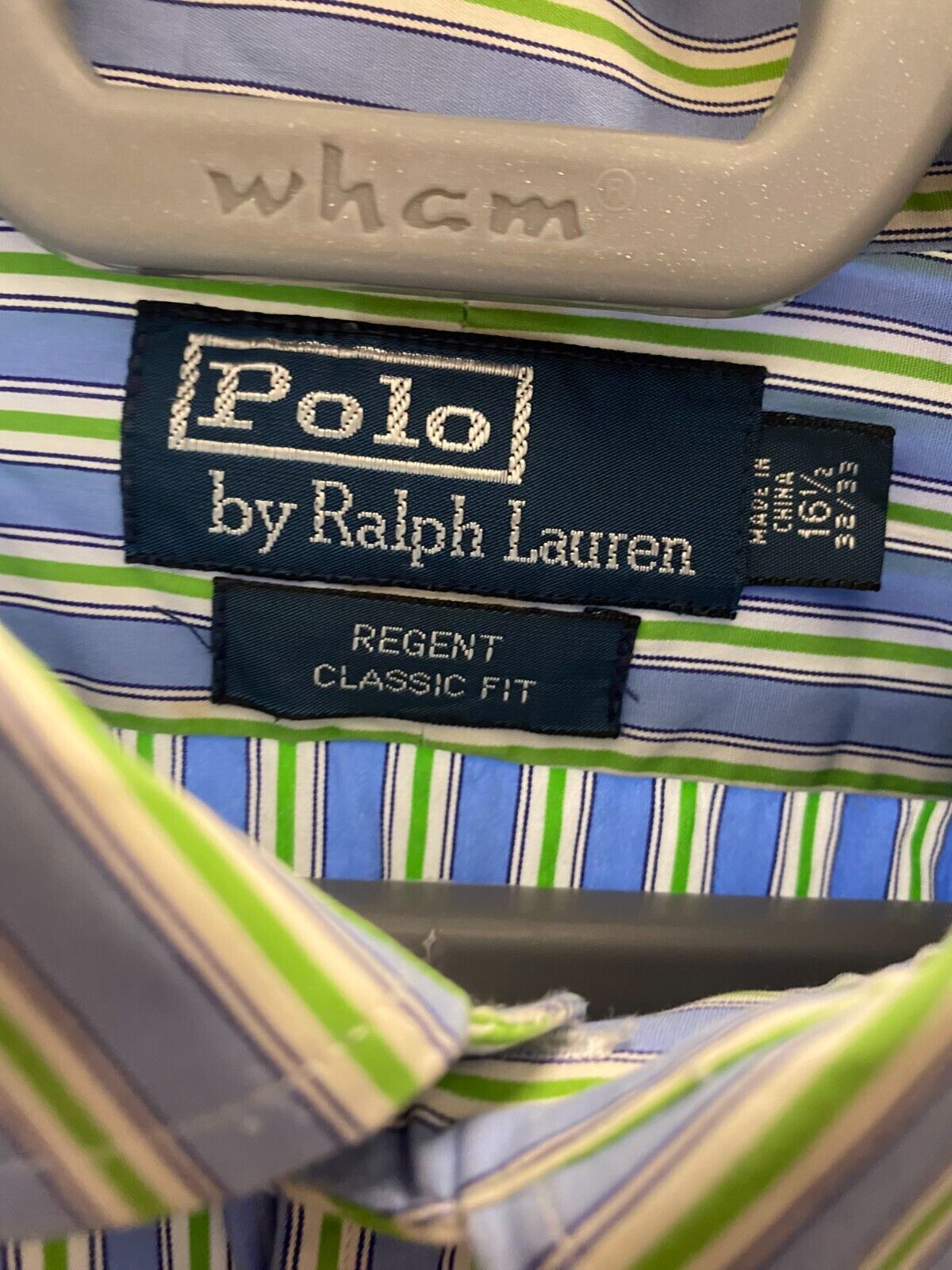 Ralph Lauren Dress Shirt Mens XL Blue Striped Regent Classic Fit Button Down