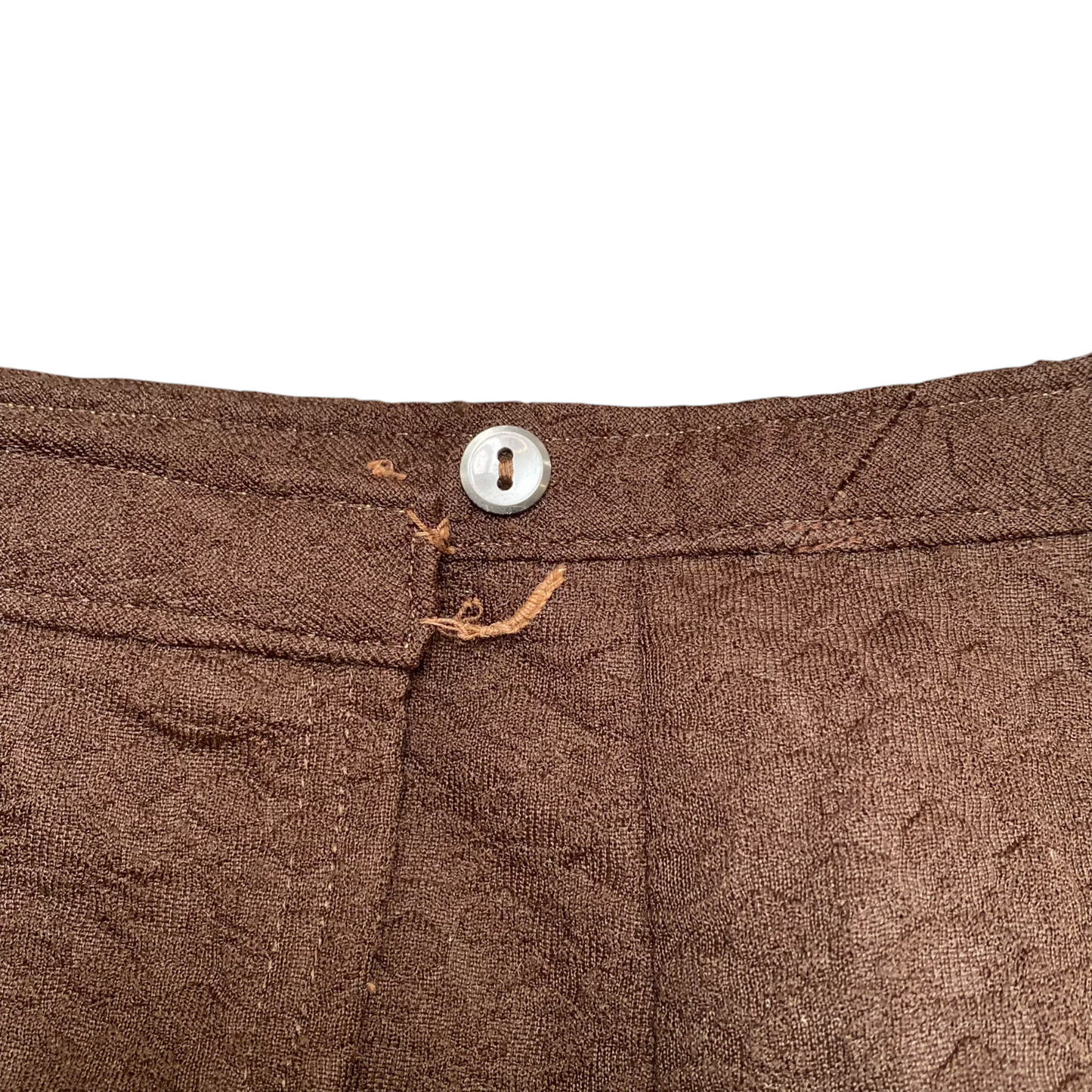 Women's Midi A-Line Skirt L Brown Textured Comfort Casual Preppy Button Front