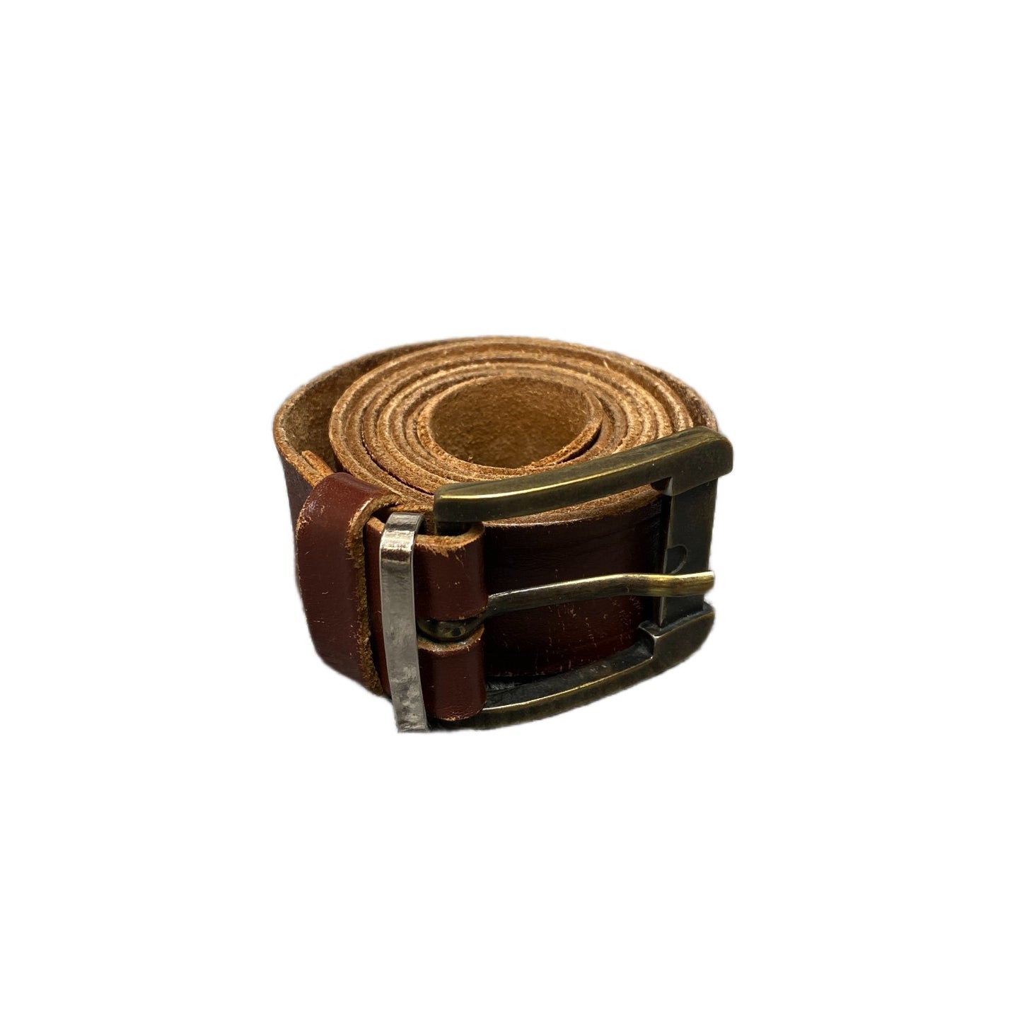 Waist Belt Mens Handmade Rugged Brown Leather Adjustable Silver Buckle 41 Inches