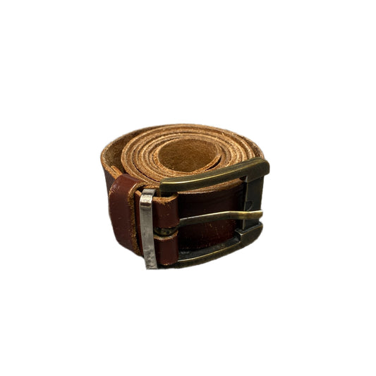Waist Belt Mens Handmade Rugged Brown Leather Adjustable Silver Buckle 41 Inches