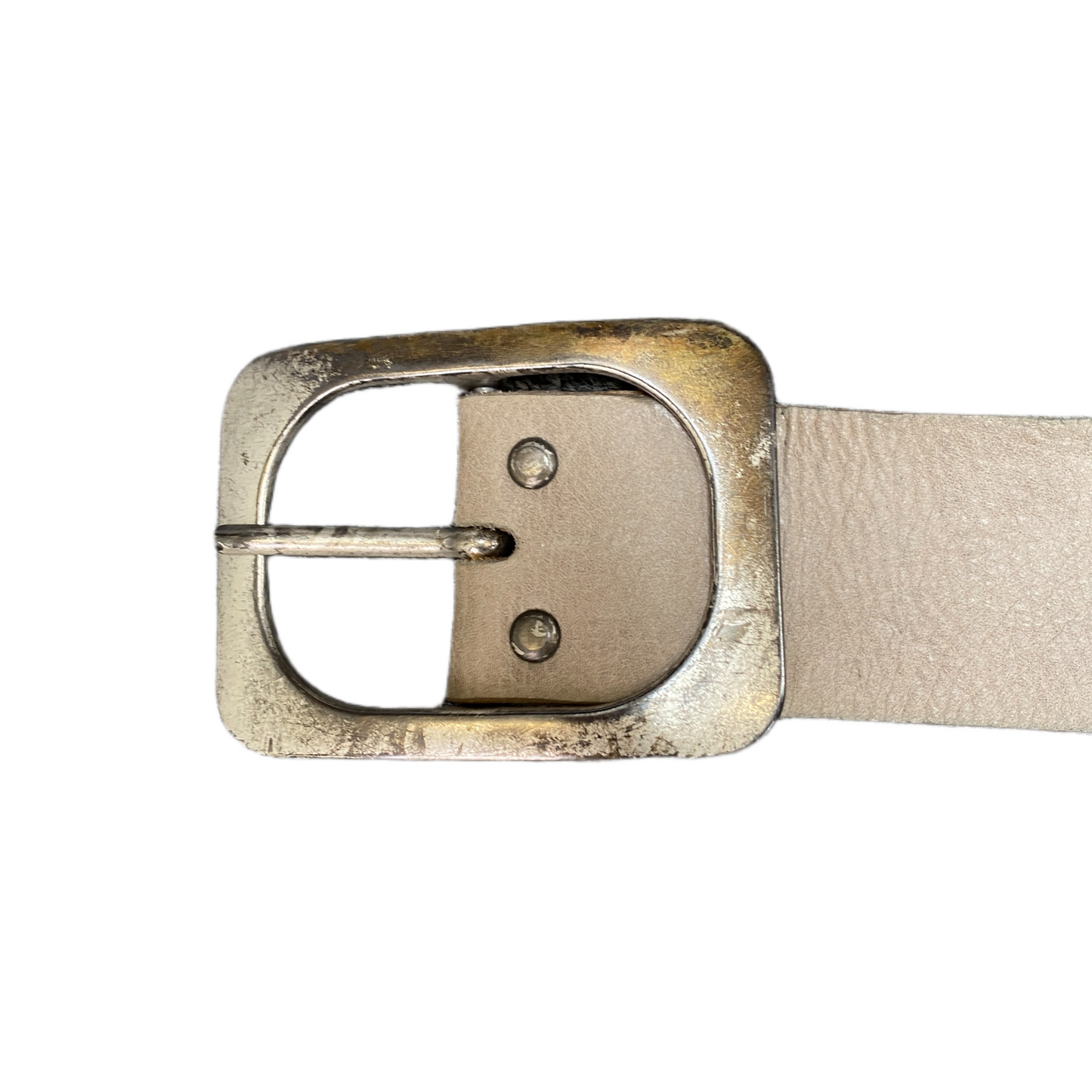 SOCCX Waist Belt Womens Beige Cowhide Leather Adjustable Silver Buckle 43 inches