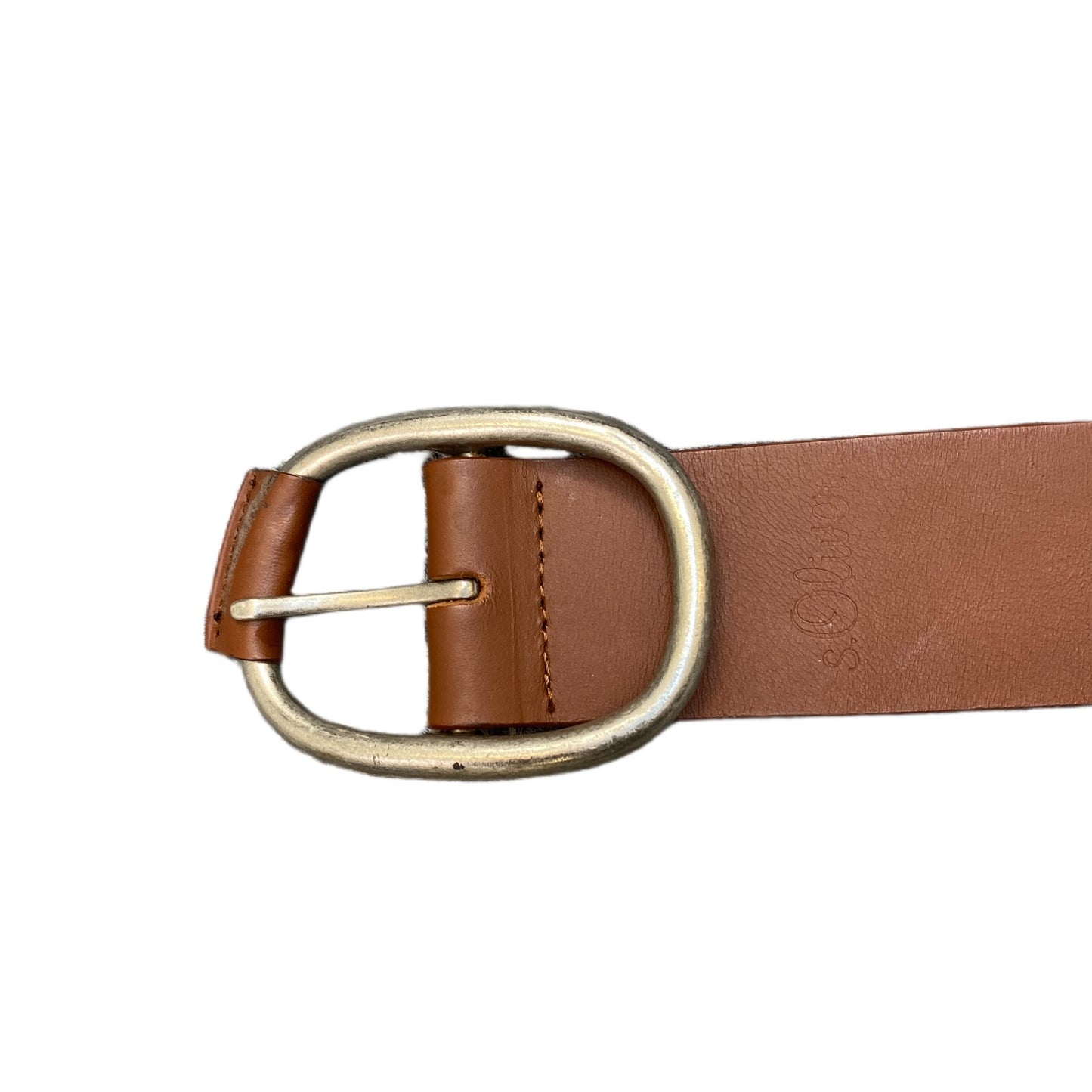 S.Oliver Waist Belt Mens Brown Leather Adjustable Silver Pin Buckle 35.5 Inches
