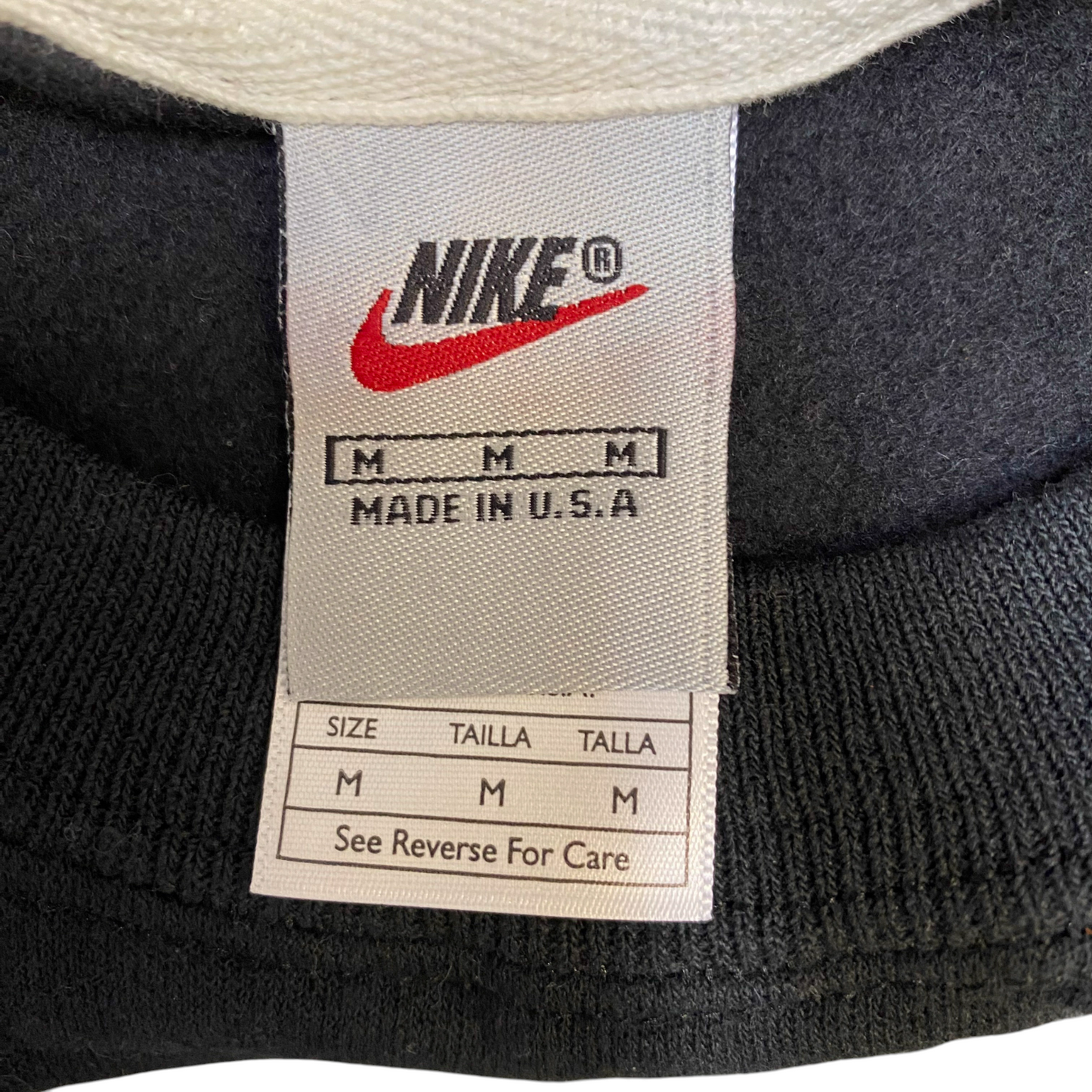 Nike Reworked Sweatshirt Mens M Blue Black Embroidered Spellout Logo Vintage Y2K