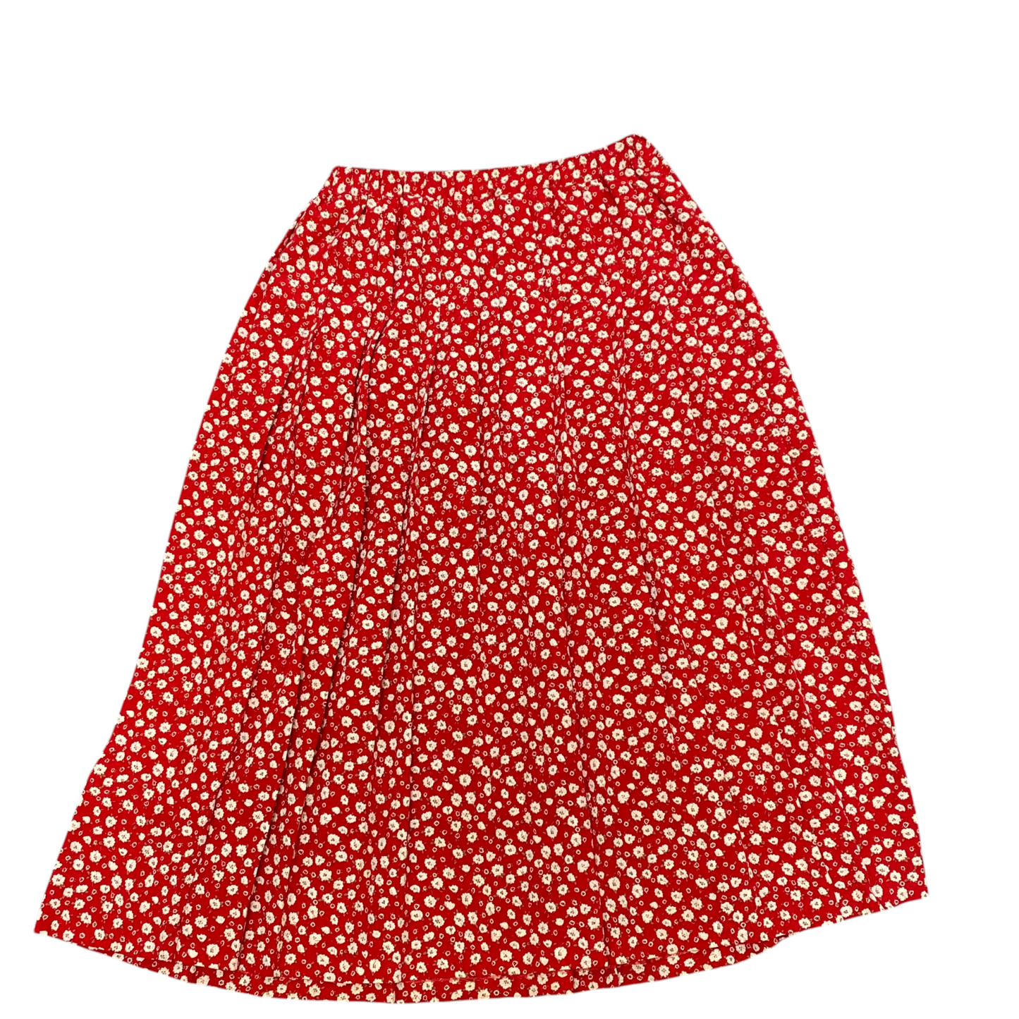 Gérard Darel A Line Skirt Women M Red Floral Print Pleated Elastic Waist Pull On