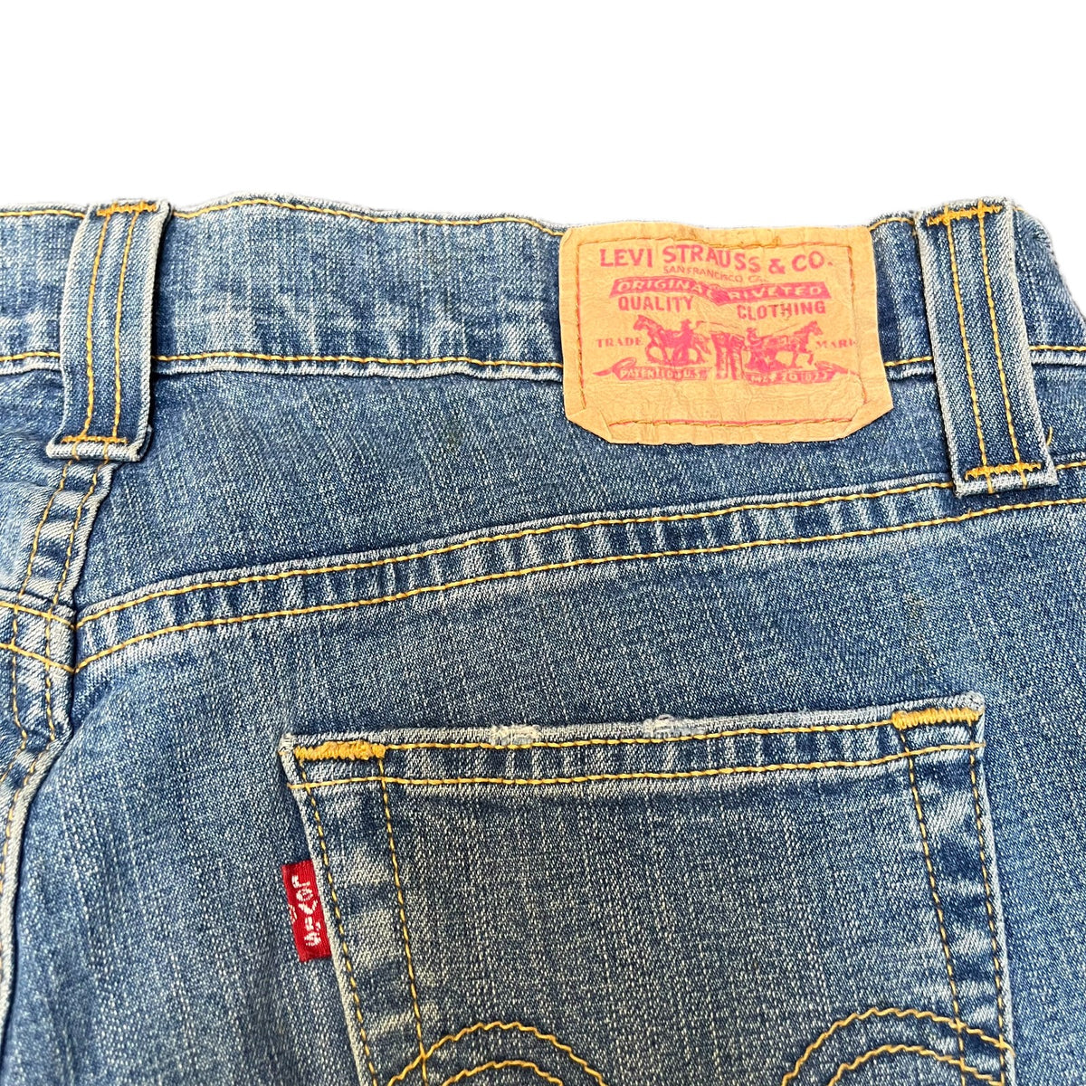 Levi's Jean Shorts Fits as Womens M 29" Waist Blue Denim Medium Wash Red Tab