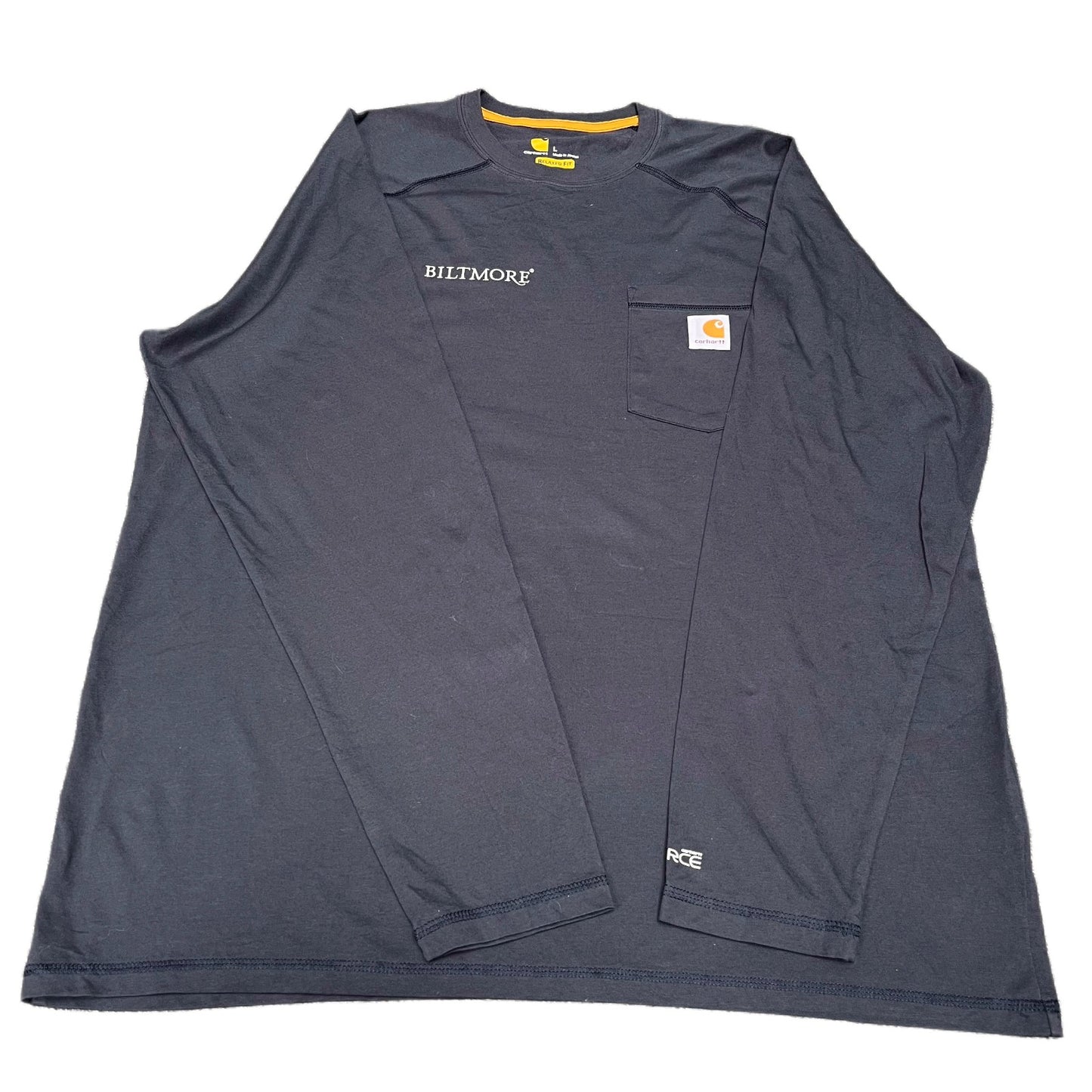 Carhartt Biltmore Pocket T-Shirt Mens Large Grey Relaxed Fit Long Sleeve Tee