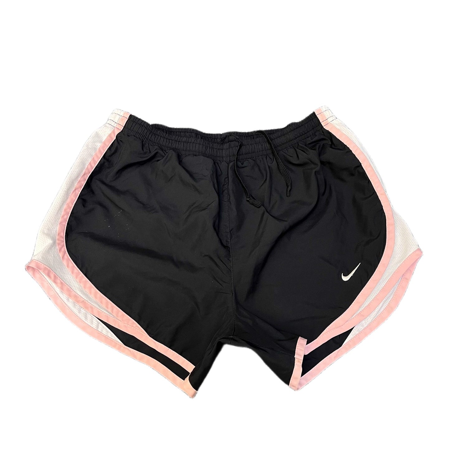 Nike Running Sprinter Shorts Women Small 26" Waist Black Mesh Panels Dolphin Hem