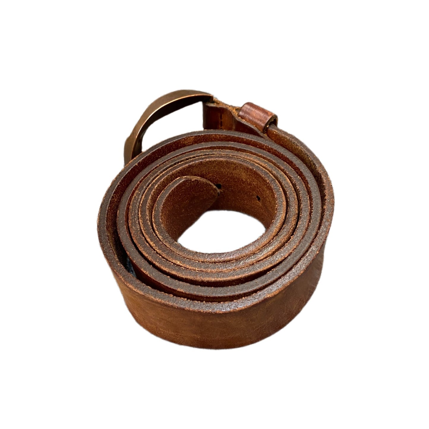 Weaver Jeans Waist Belt Mens Brown Leather Adjustable Brass Buckle 46.5 Inches