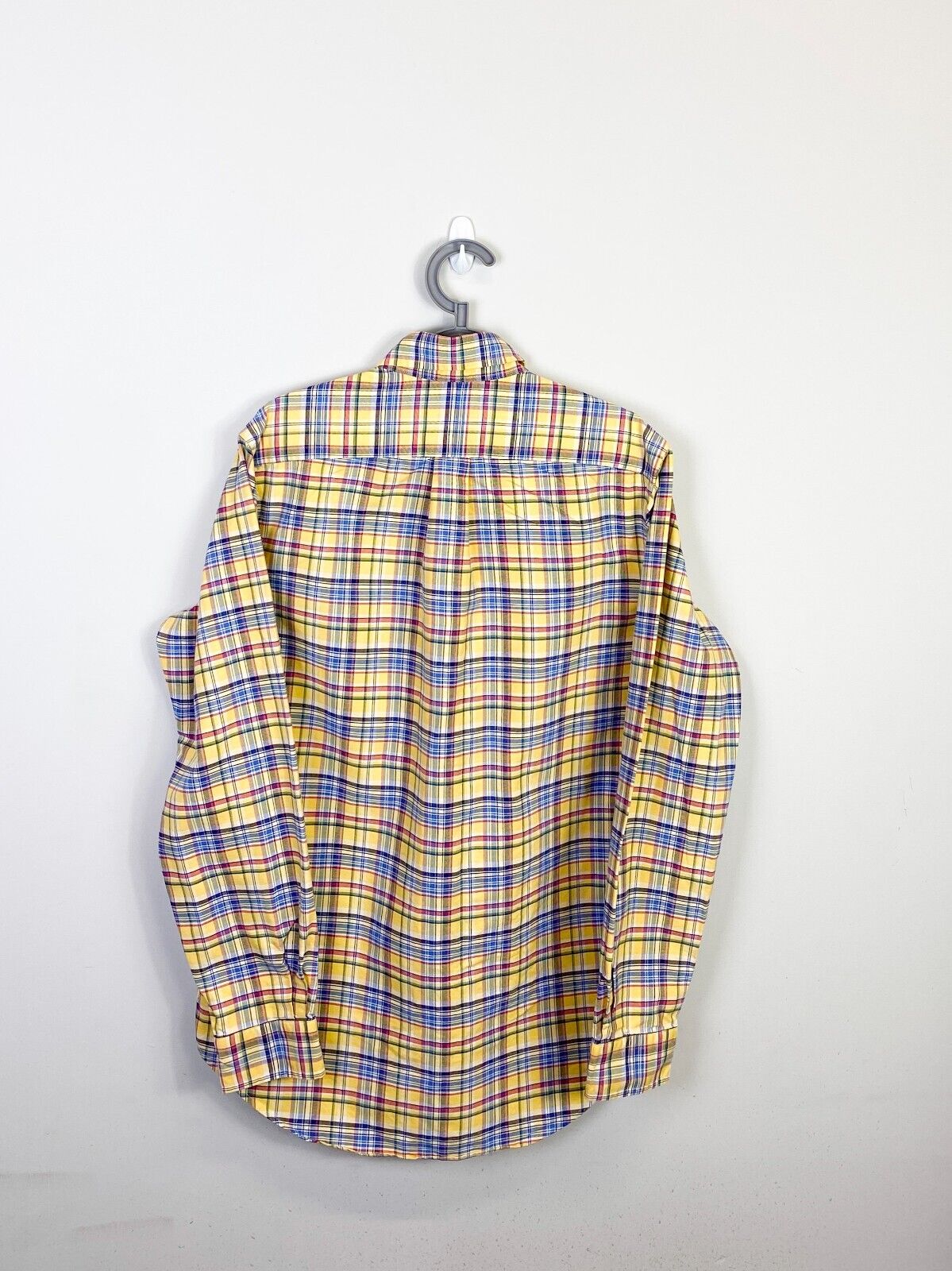 Ralph Lauren Shirt Mens Medium Yellow Plaid Casual Brown Small Polo Pony Logo