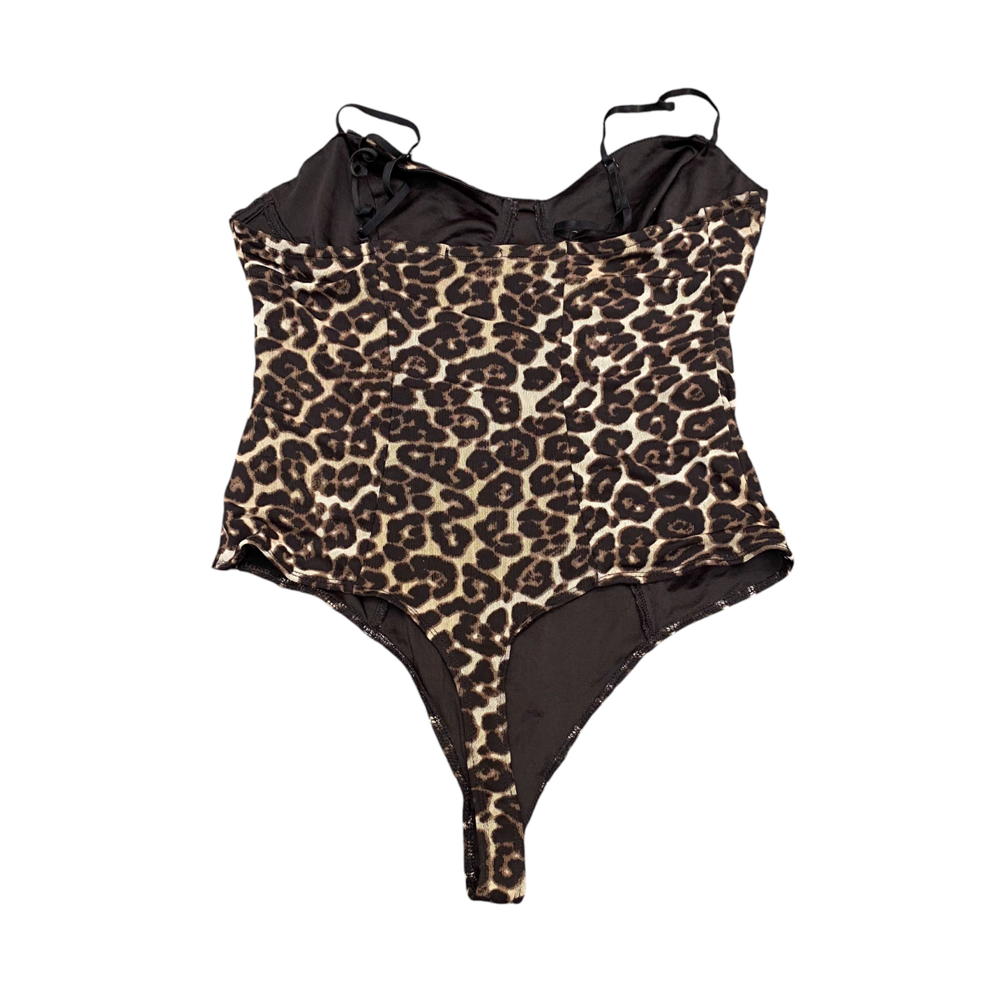 Afrm Cheeky One Piece Swimsuit Women's L Beige Leopard Print Spaghetti Strap