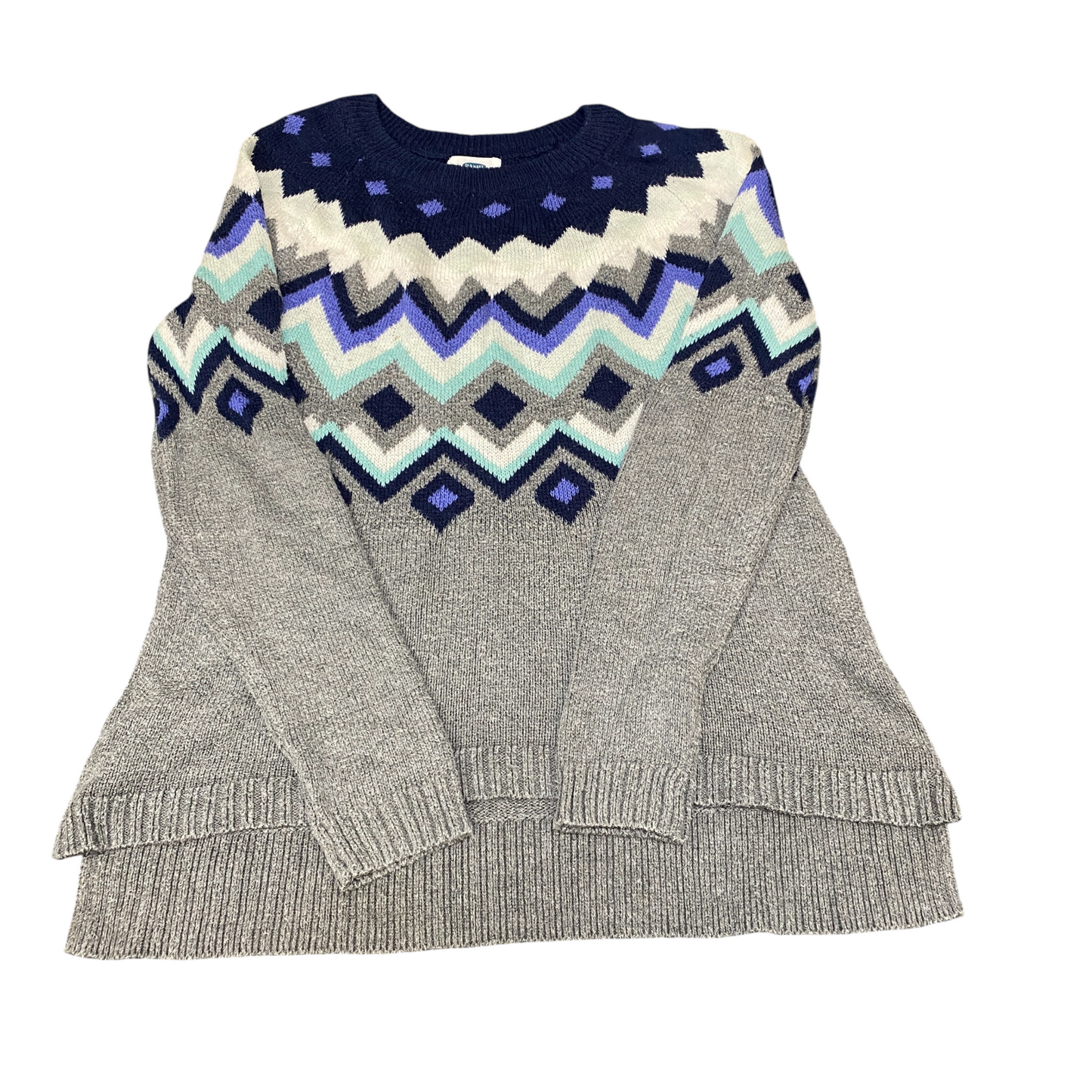 Old Navy Jumper Womens PS Colorful Fair Isle Long Sleeve High Low Slit Pullover