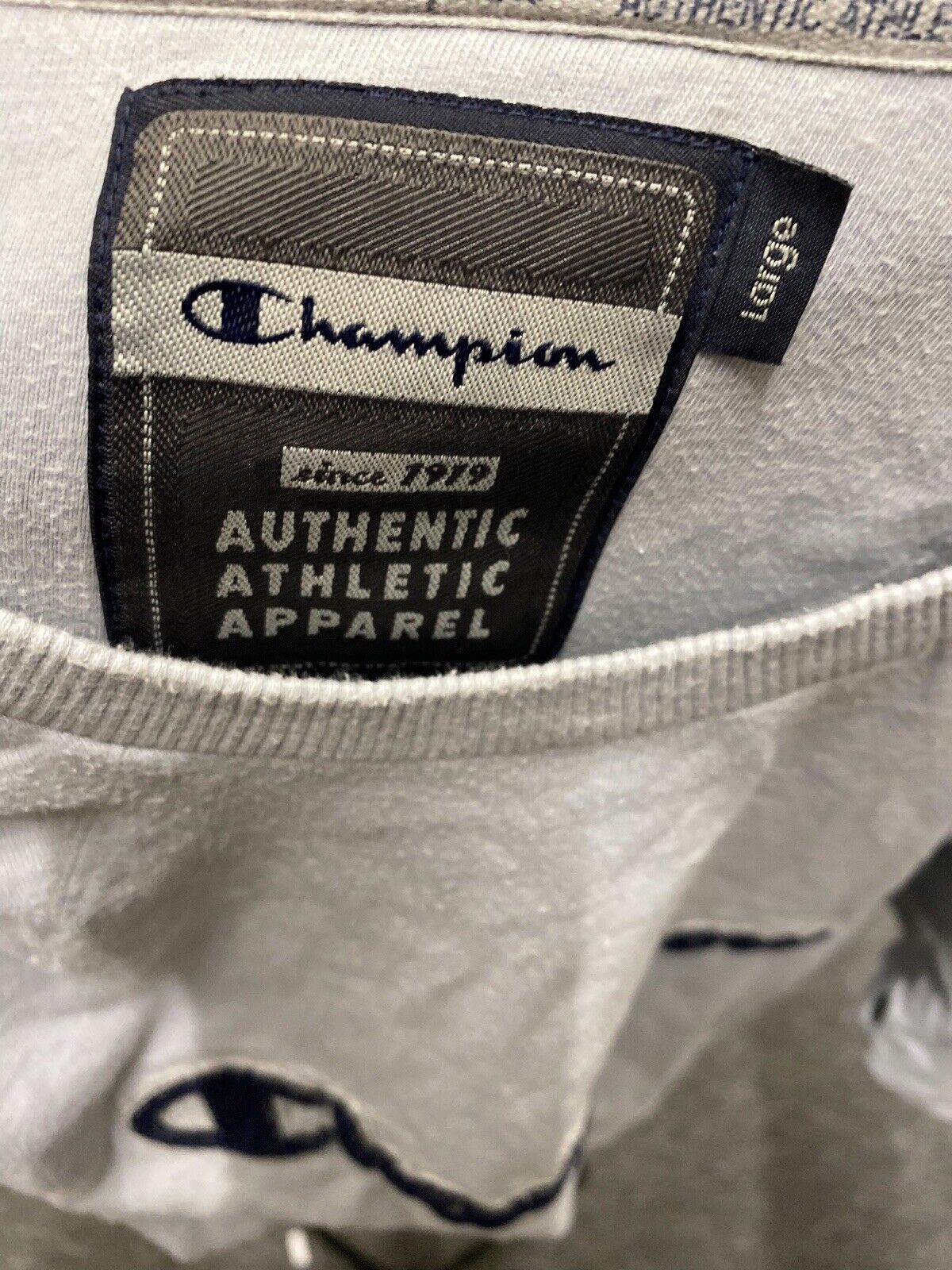 Champion Spellout T-Shirt Grey Mens L Front Logo