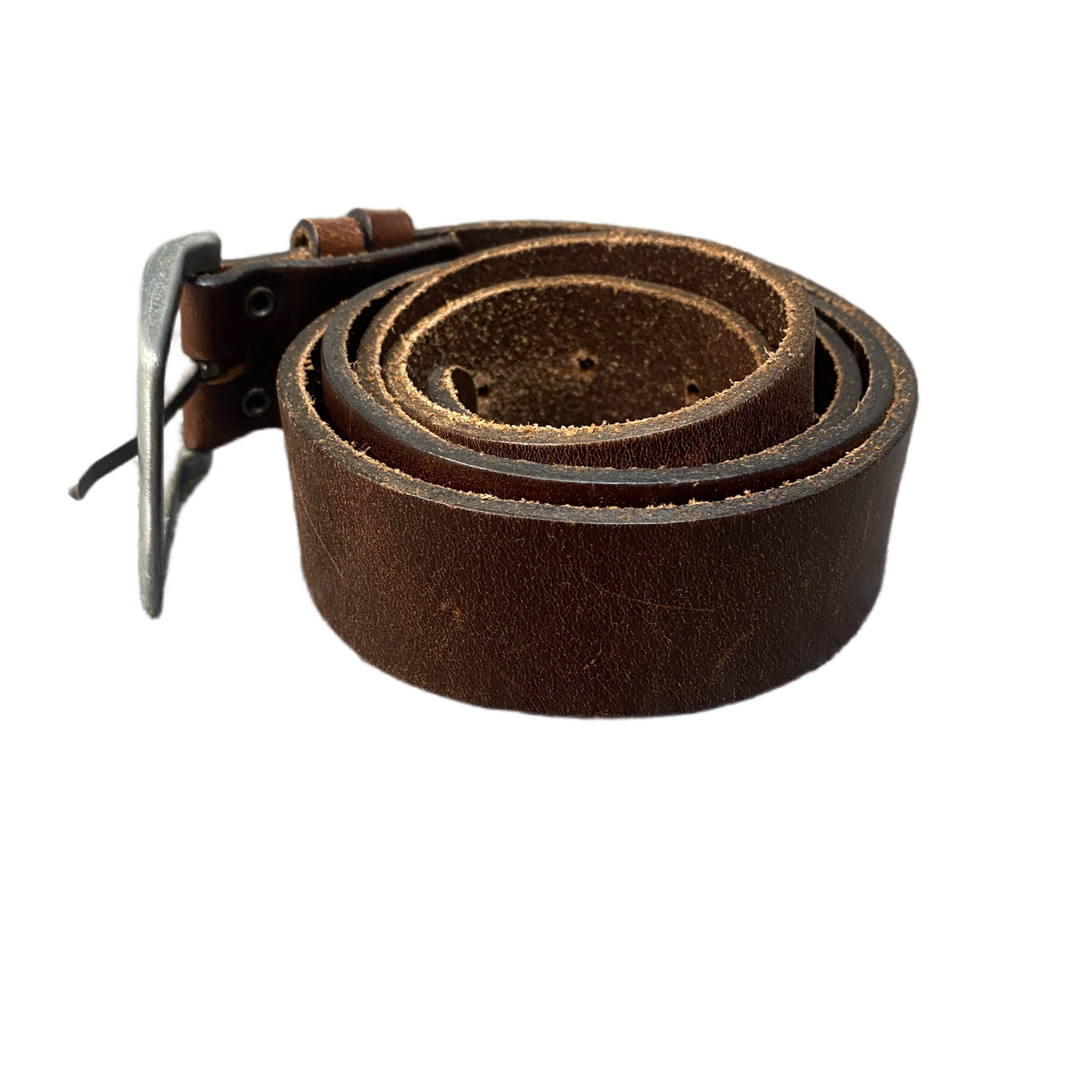 Waist Belt Mens Brown Leather Adjustable Classic Silver Pin Buckle 47.5 inches