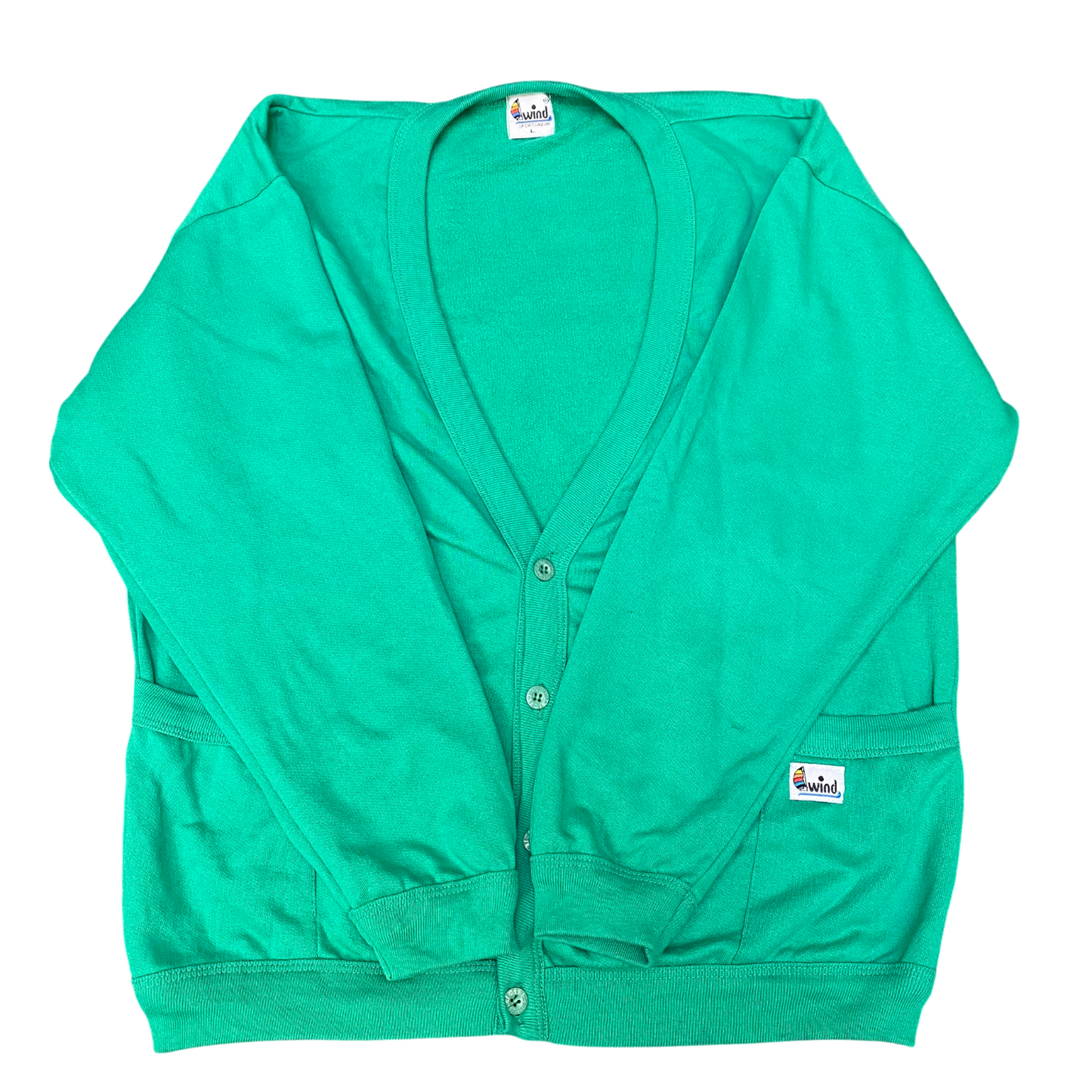 Wind Sportswear Cardigan Jumper Womens Large Green Long Sleeve Button Front