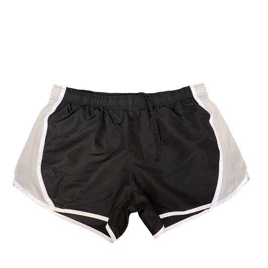 Running Sprinter Shorts Womens Medium Black Beige Athletic Work Elastic Waist