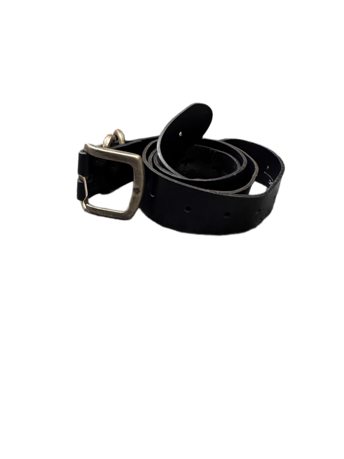 Bonprix Waist Belt Men Black Bonded Leather Adjustable Silver Buckle 47.5 Inches