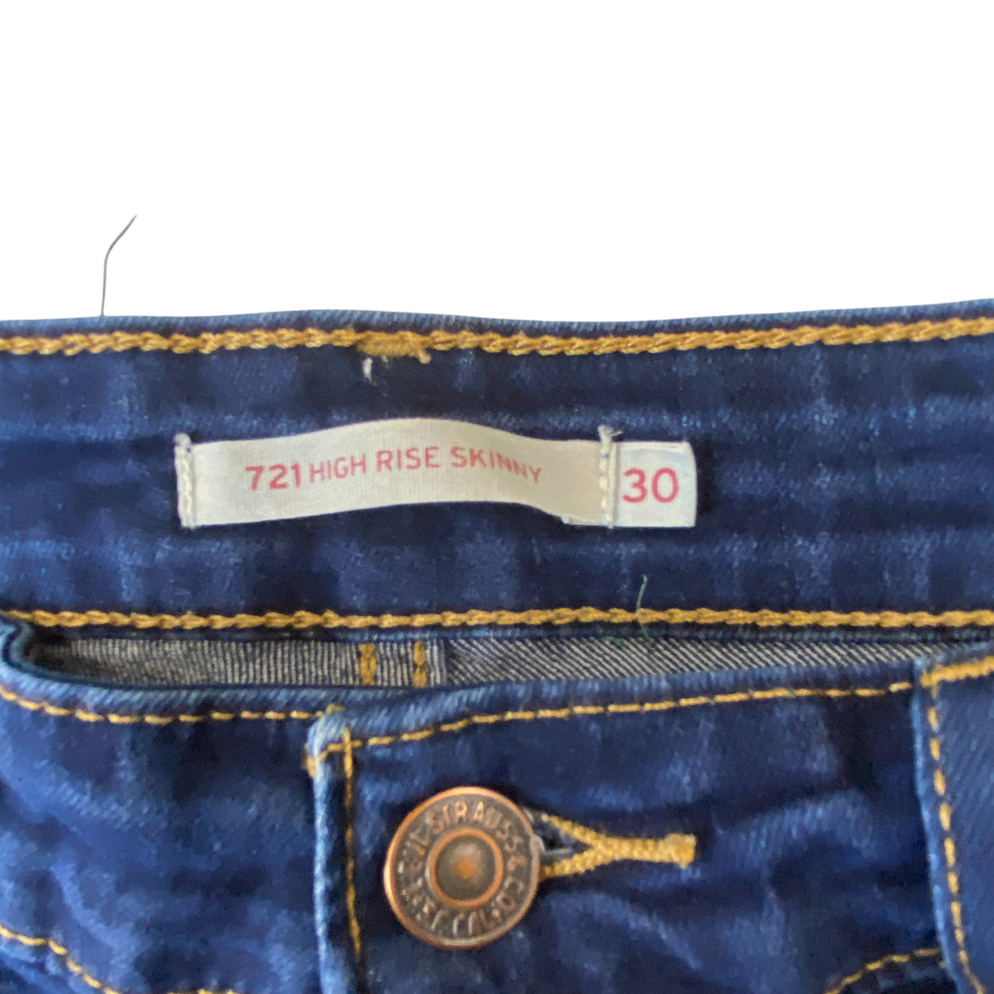 Levi's 721 Jeans Womens Large Blue Denim High Rise Super Skinny Pockets Outdoor