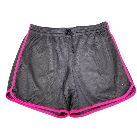 Running Shorts Womens Large Black Mesh Athletic Fit Drawstring Waist Dolphin Hem