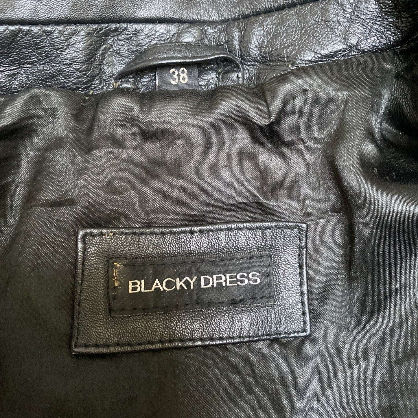 Blacky Dress Leather Blazer Jacket Womens M Black Notch Lapel Single Breasted