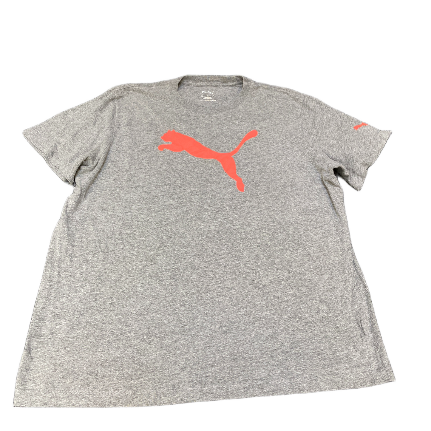 PUMA T-Shirt Womens XL Grey Heathered Graphic Cat Oversized Short Sleeve Tee