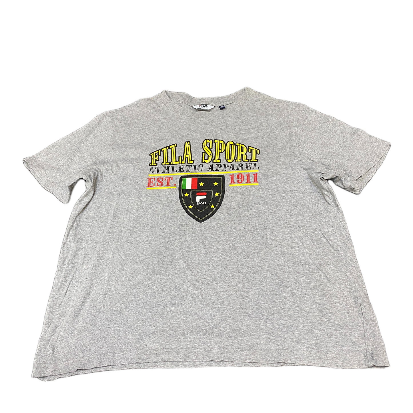 Fila Sport T-Shirt Mens Medium Grey Graphic Logo Short Sleeve Crew Neck Pullover