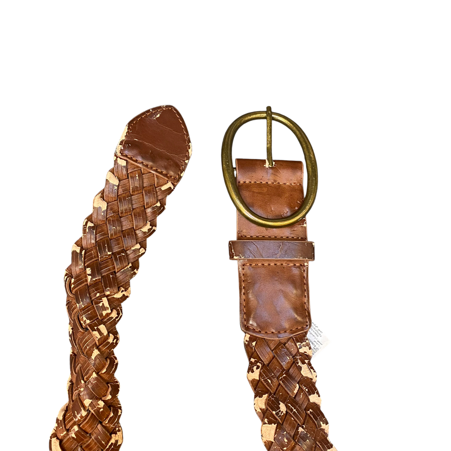 Pieces Greva Belt Womens Brown Beaded Leather Adjustable Pin Buckle Size 37 in