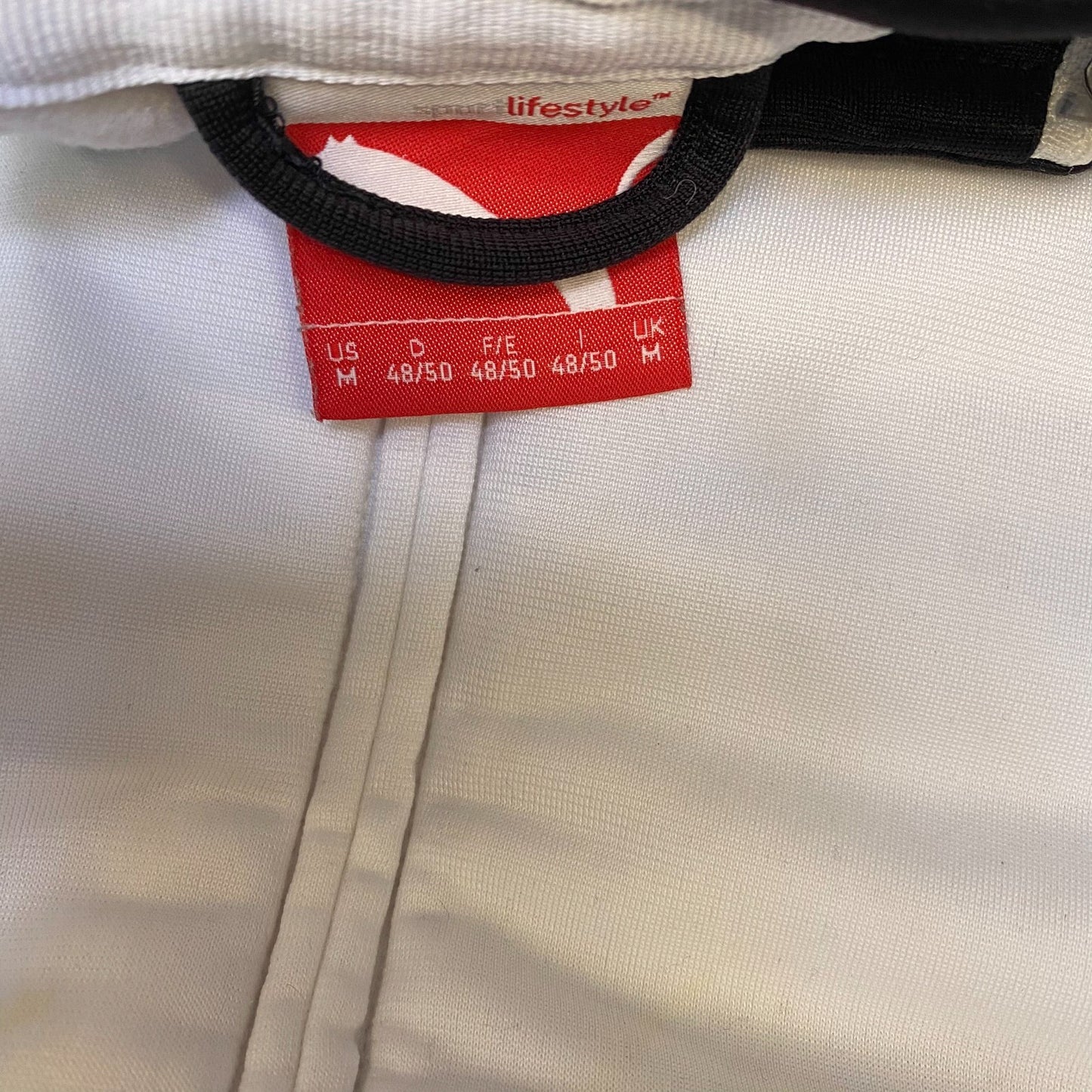 PUMA Sport Lifestyle Jacket Mens Medium White Black Woven Long Sleeve Full Zip