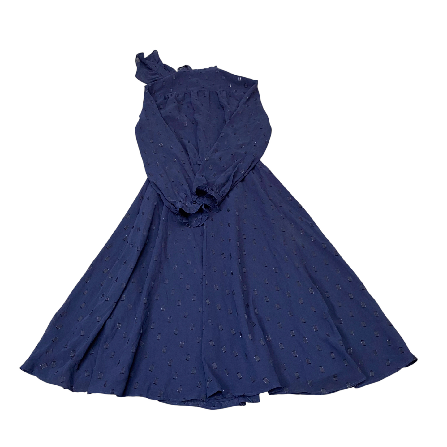 Chalet Blanc A-Line Dress Womens S Blue Embroidered Chiffon Long Sleeve Outdoor