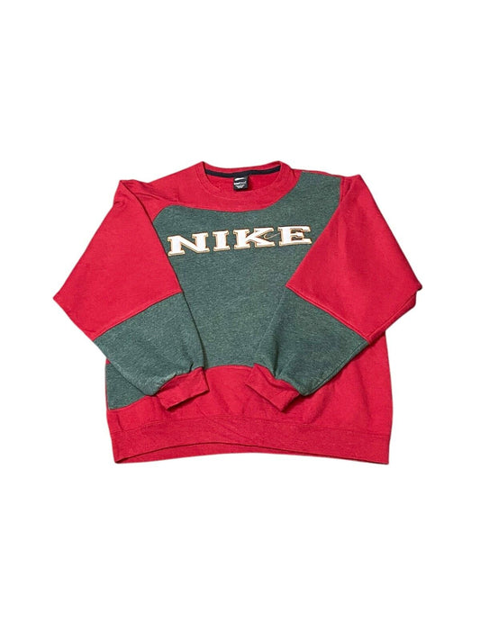 Nike Reworked Sweatshirt Mens Large Red Green Spellout Logo Crew Neck Vtg Y2K