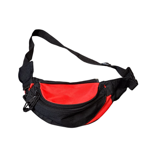 Unisex Adults Travel Waist Pack Banana Bum Bag Red Black Adjustable Strap Zipper