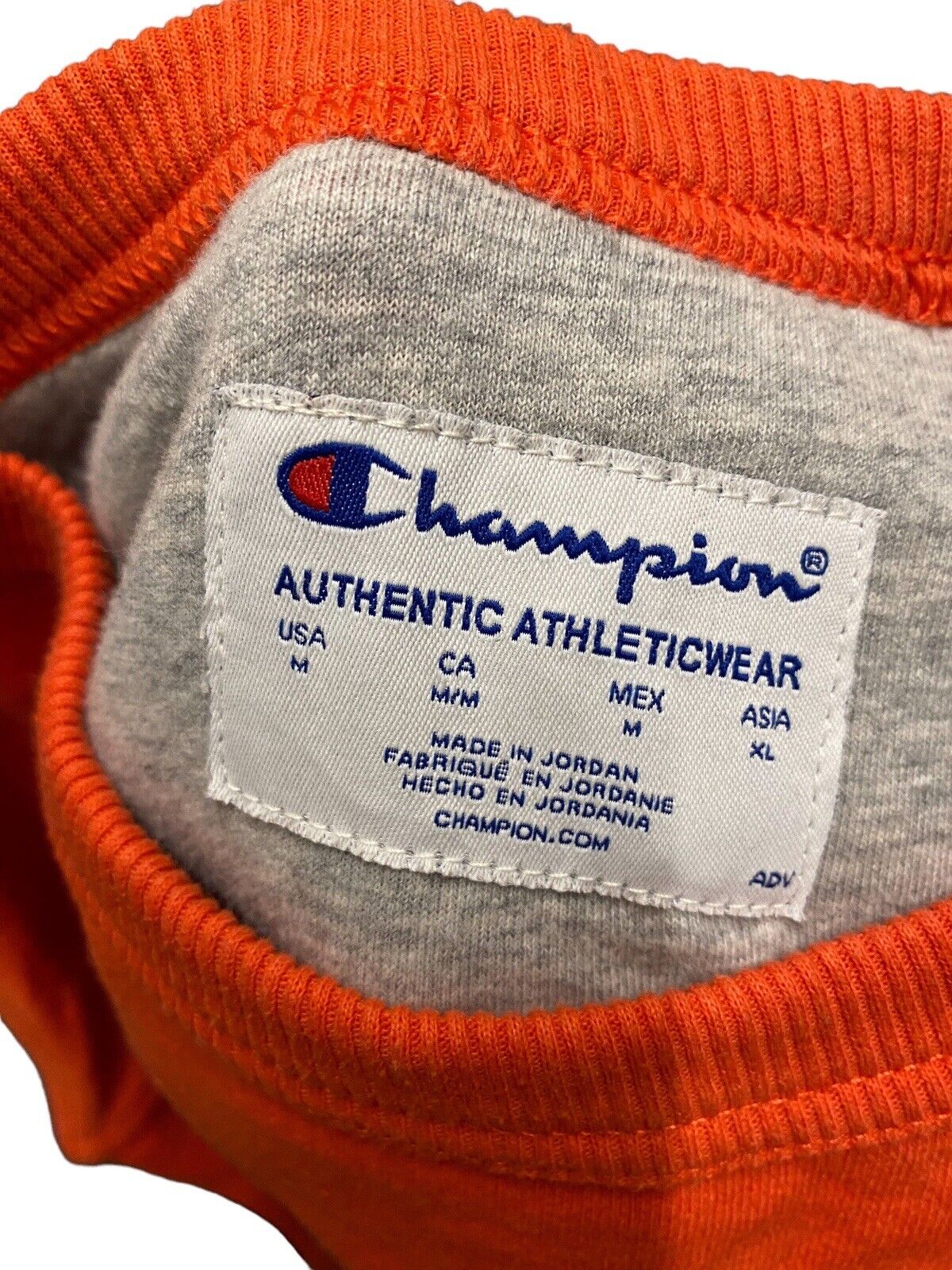 Champion Sweatshirt Orange Mens M Chest Logo