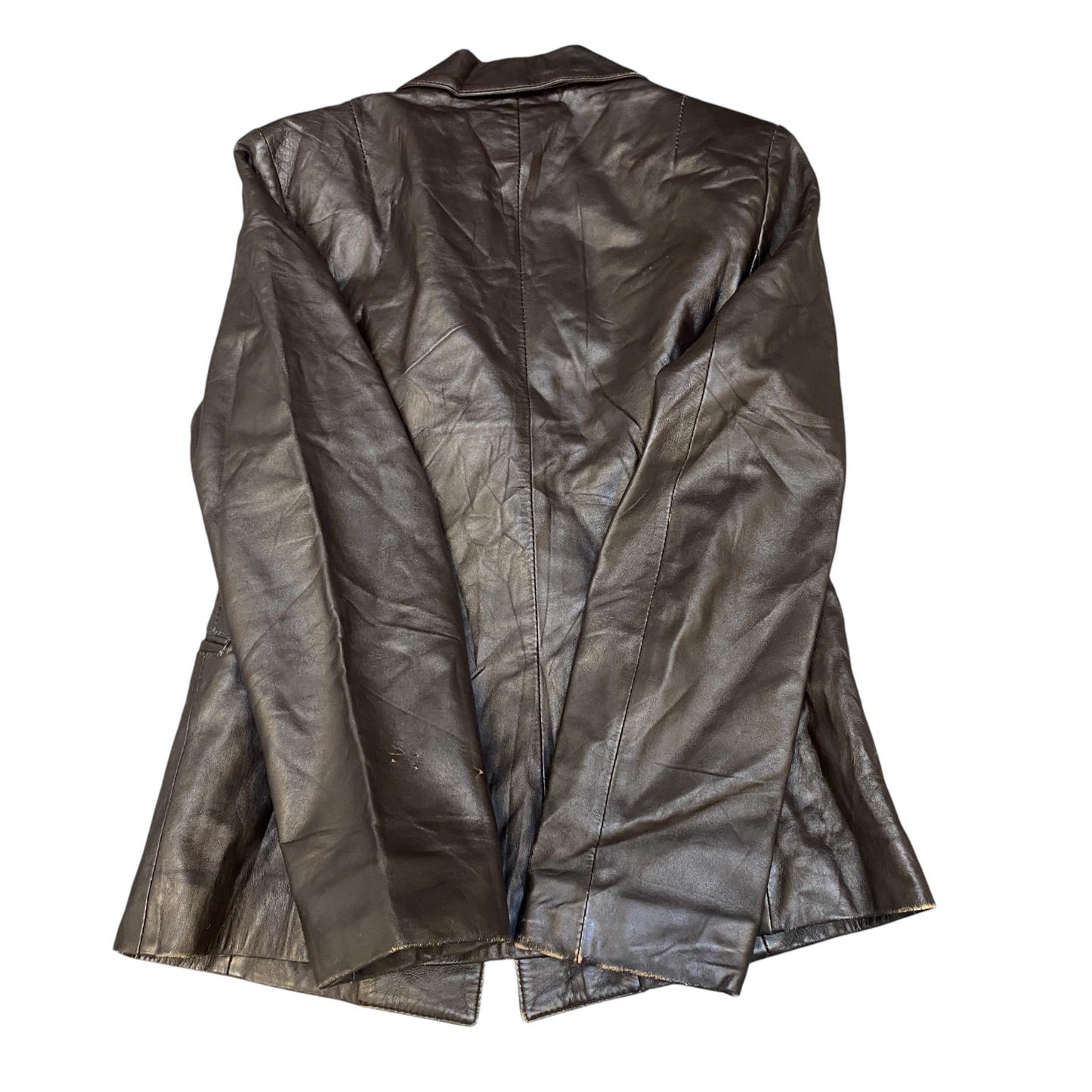 Opart Leather Blazer Jacket Womens Small Dark Brown Notch Lapel Single Breasted