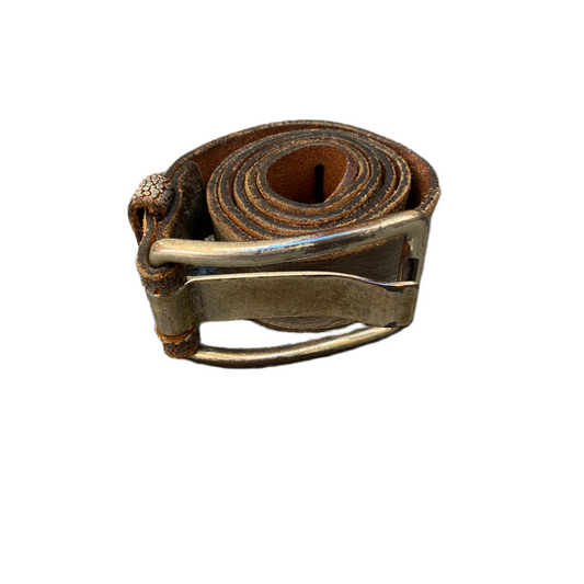 Waist Belt Mens Brown Leather Adjustable Classic Brass Pin Buckle 34 inches